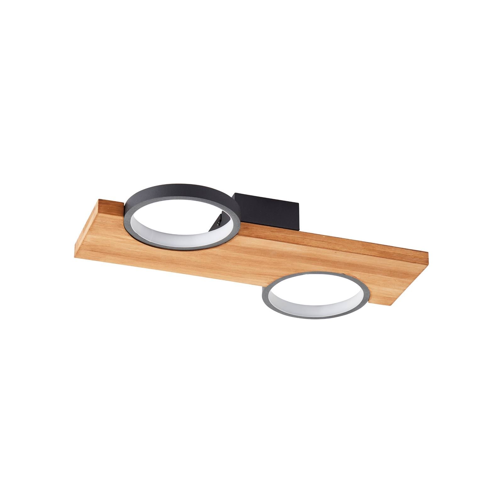 Deckenlampe Cheesy aus Holz, zweiflammig