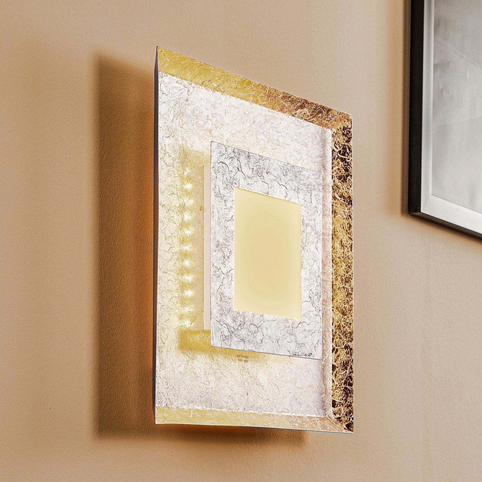 Window LED wall light 39 x 39 cm, silver