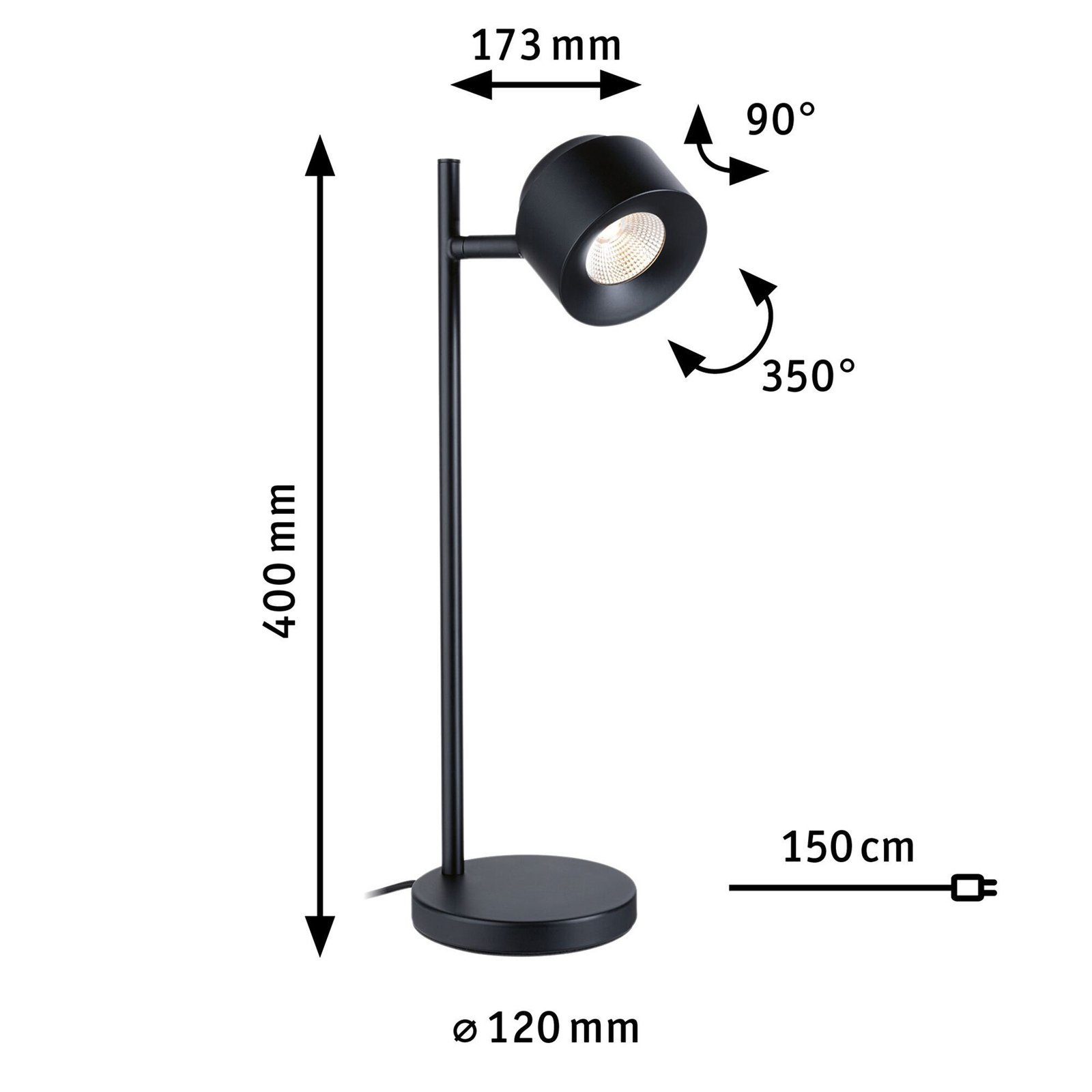 Puric Pane Lámpara de Sobremesa L Zigbee Dim. Negro - Paulmann