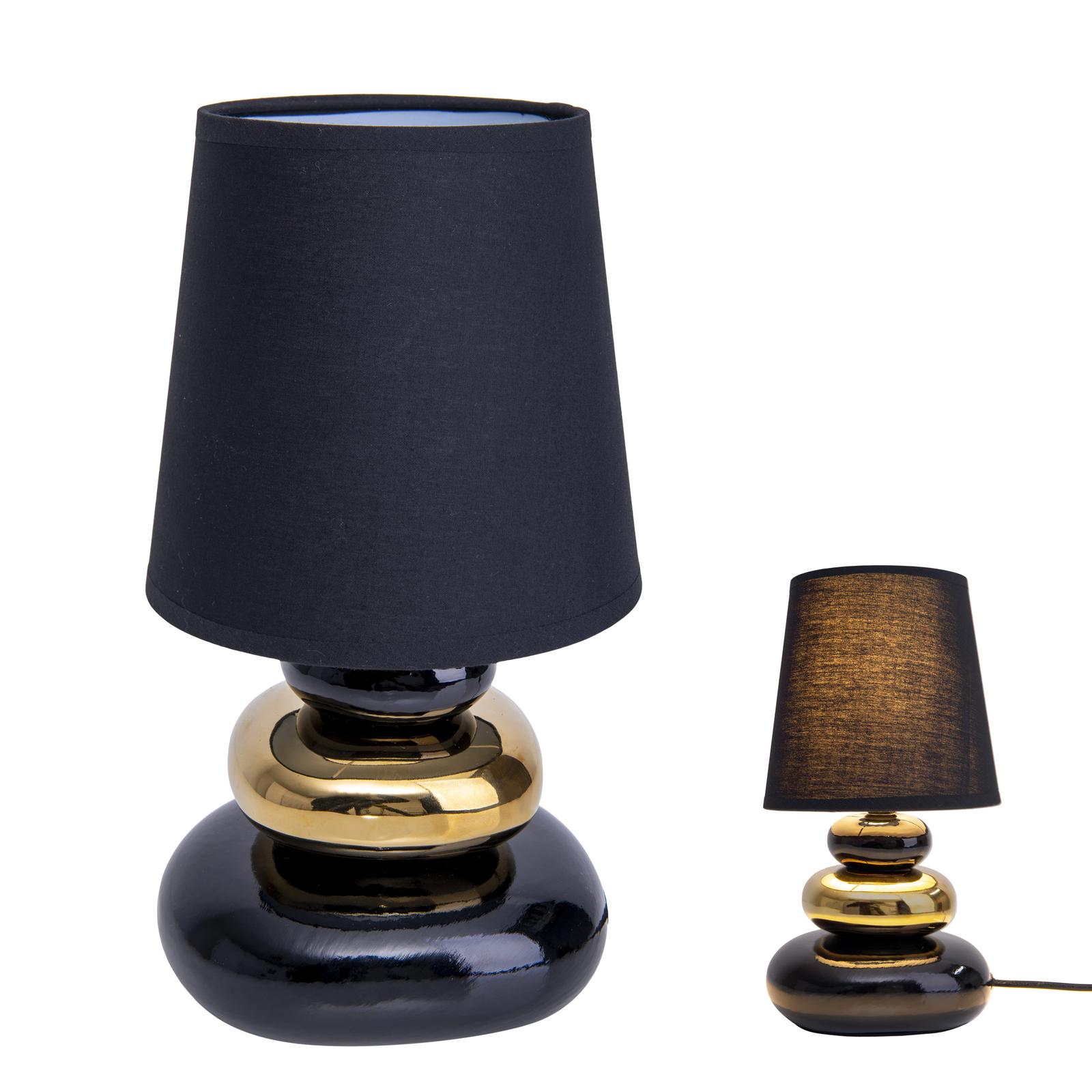 Lampe table Stoney, pied céramique abat-jour tissu