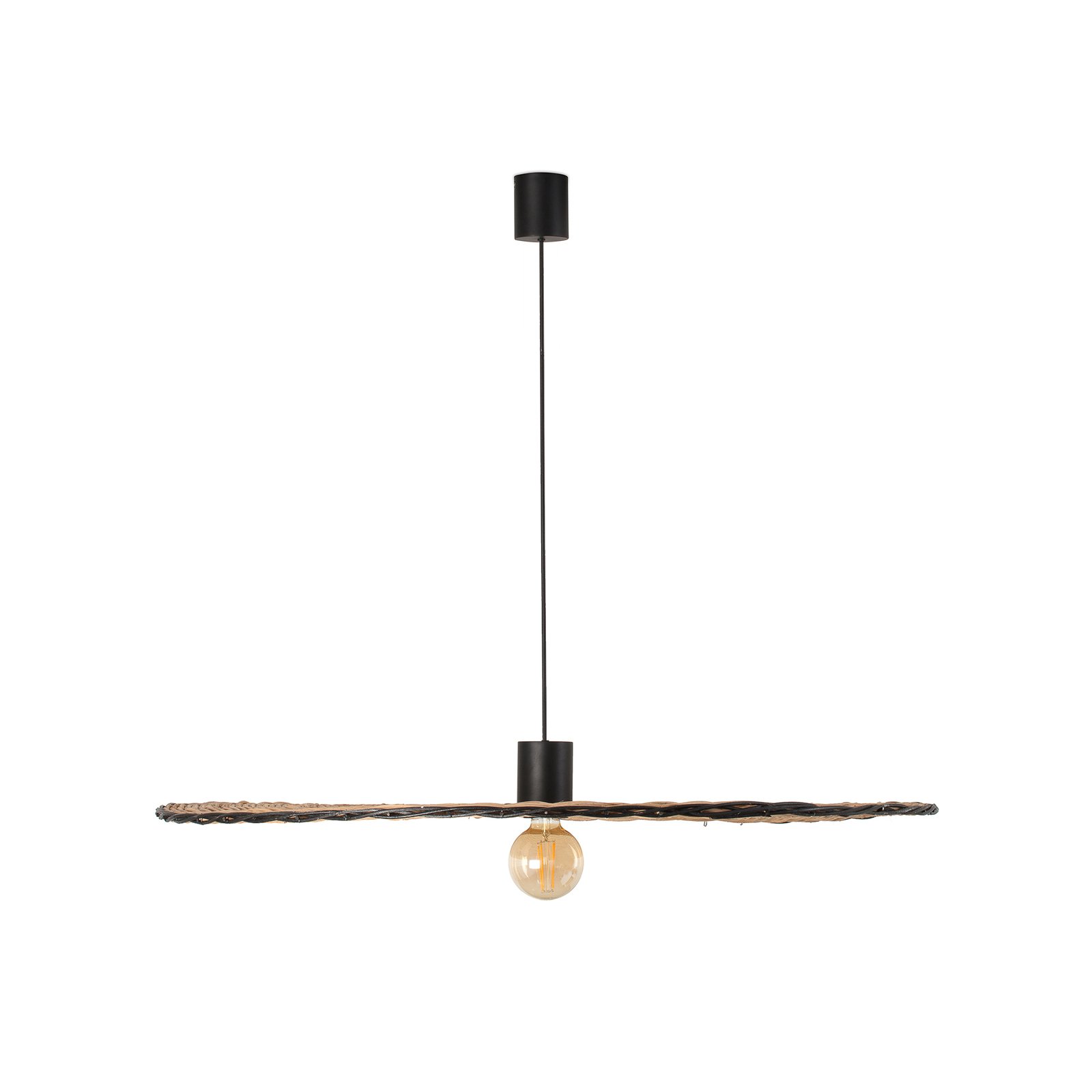 Lampa wisząca Costas, odchylany klosz z rattanu, Ø 100 cm