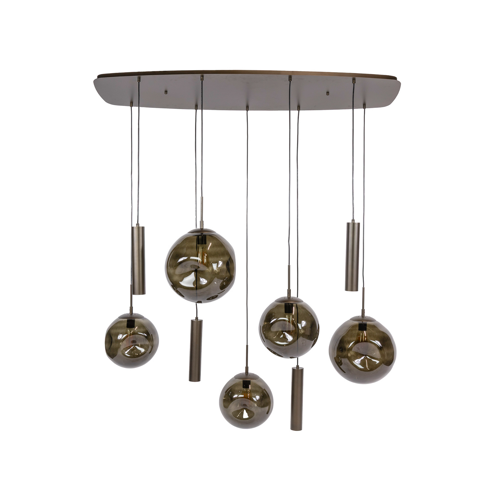 Pendelleuchte Stellar, braun, Glas, 9-flammig, E27, GU10