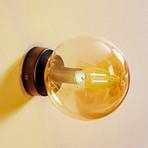 Wandlamp Glassy 1-lamp zwart, amber glas