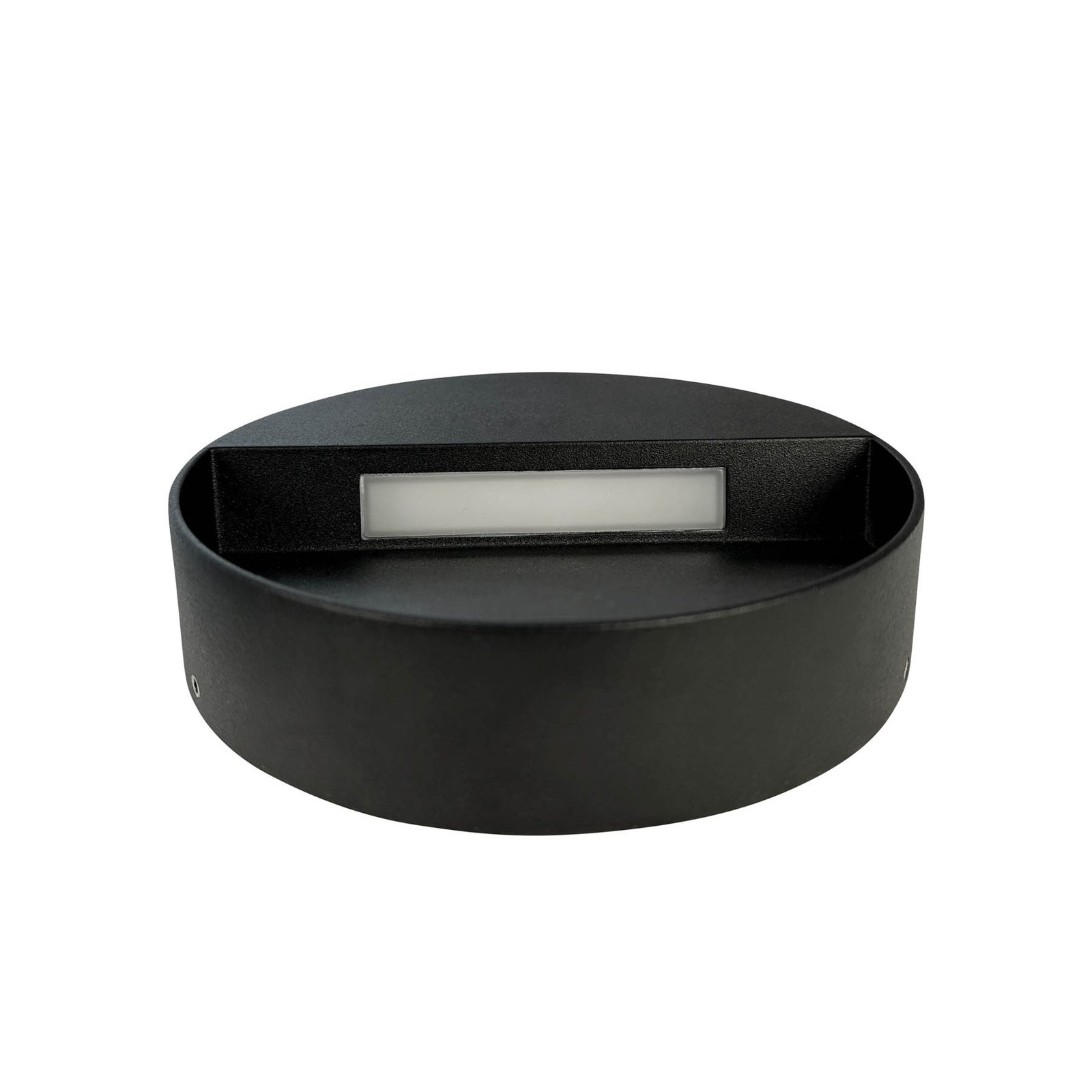 Dyberg Larsen Aplique LED para exterior Pluto, negro, Ø 15 cm