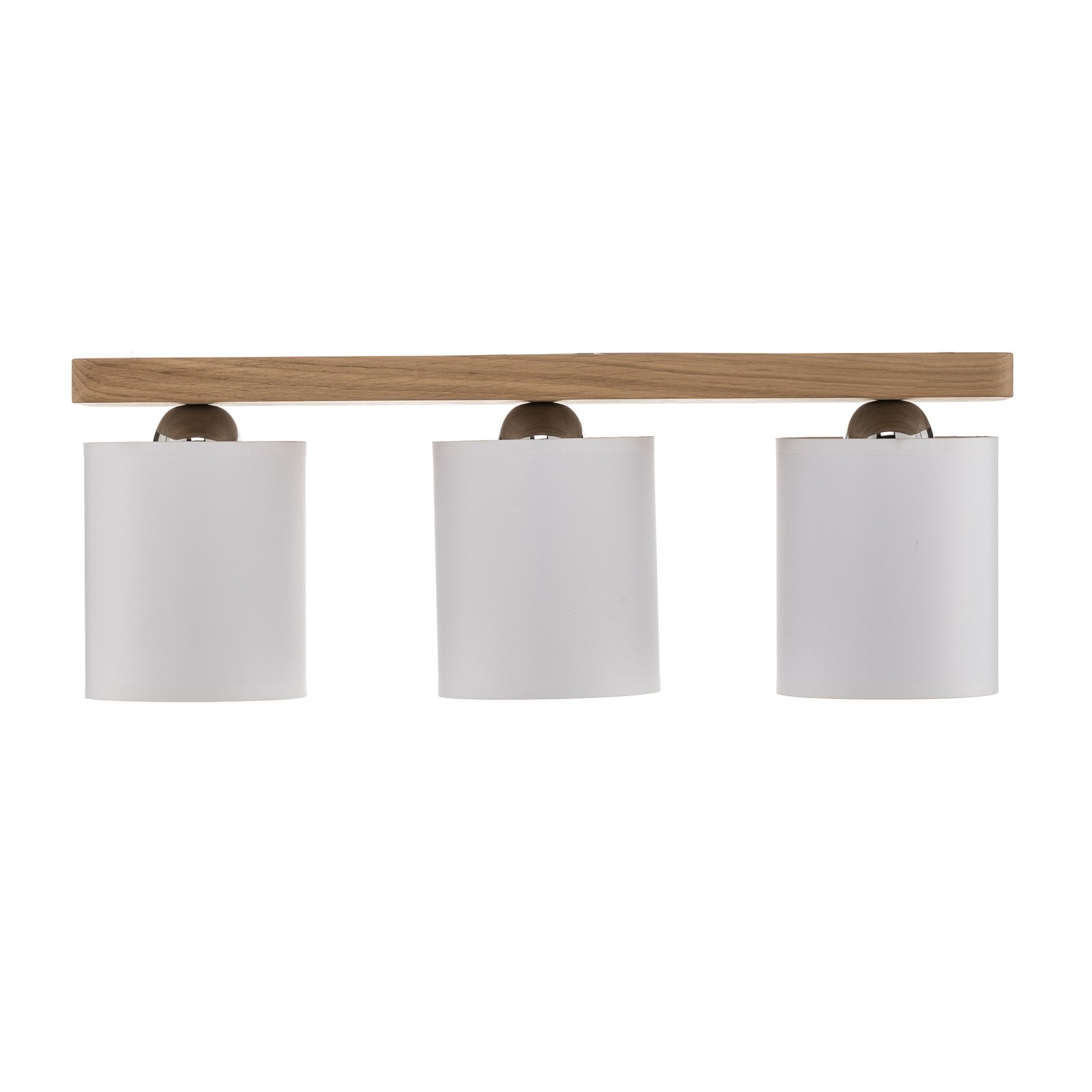 Plafonnier Jenta textile 3 lampes, rosace en bois