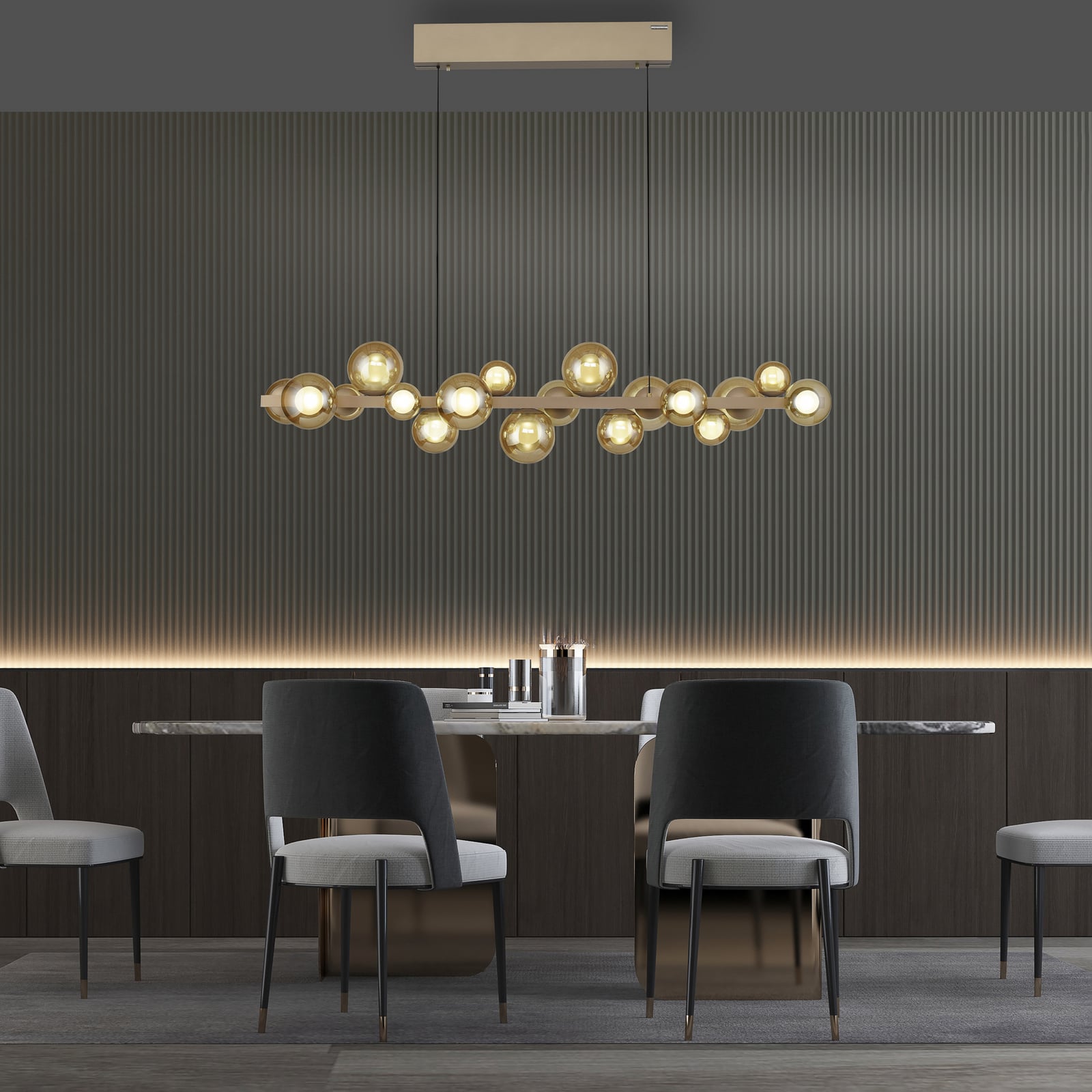 E-Popup LED-Hängelampe, bronce, Glas, CCT, 18-flg. - PURE E-Popup LED-Hängelampe, bronce, Glas, CCT, 18-flg. - PURE
