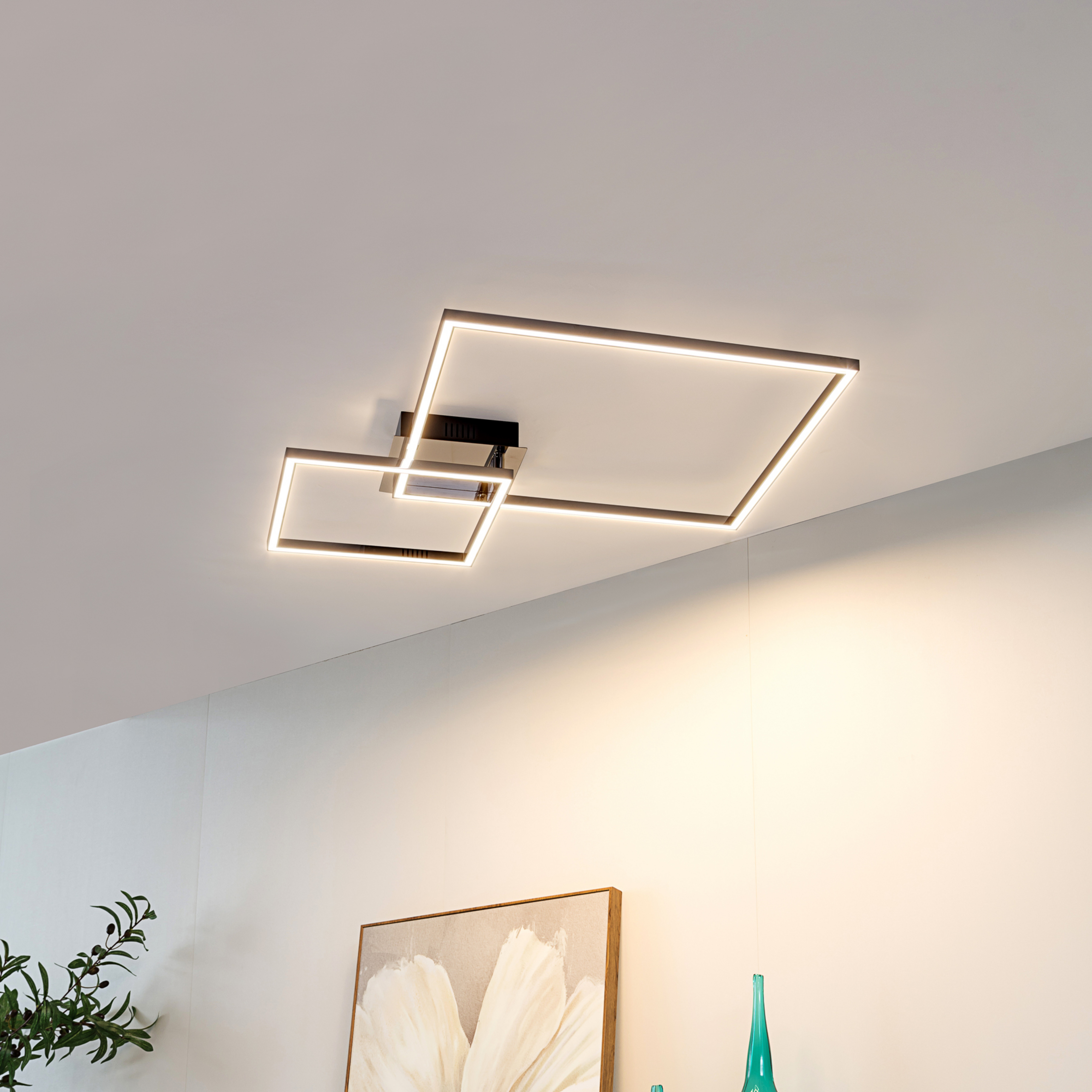 Lindby LED stropné svietidlo Panja, 67 cm, chrómová farba, železo