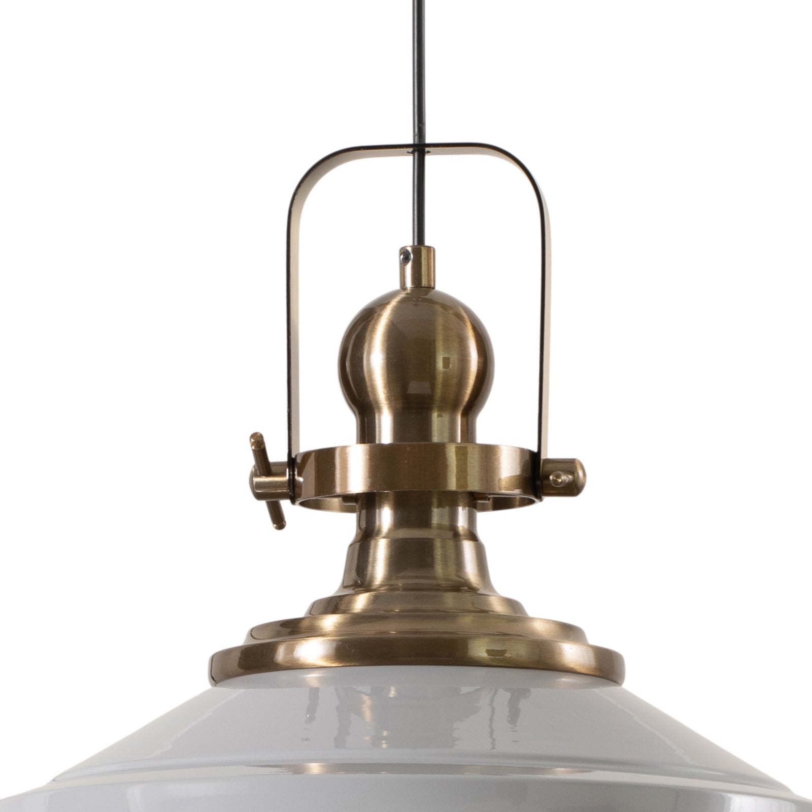 Lampada a sospensione Astel, grigio, Ø 41 cm, metallo, dettaglio in ottone