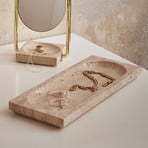 AYTM Regina bowl, length 40 cm, width 16 cm, travertine