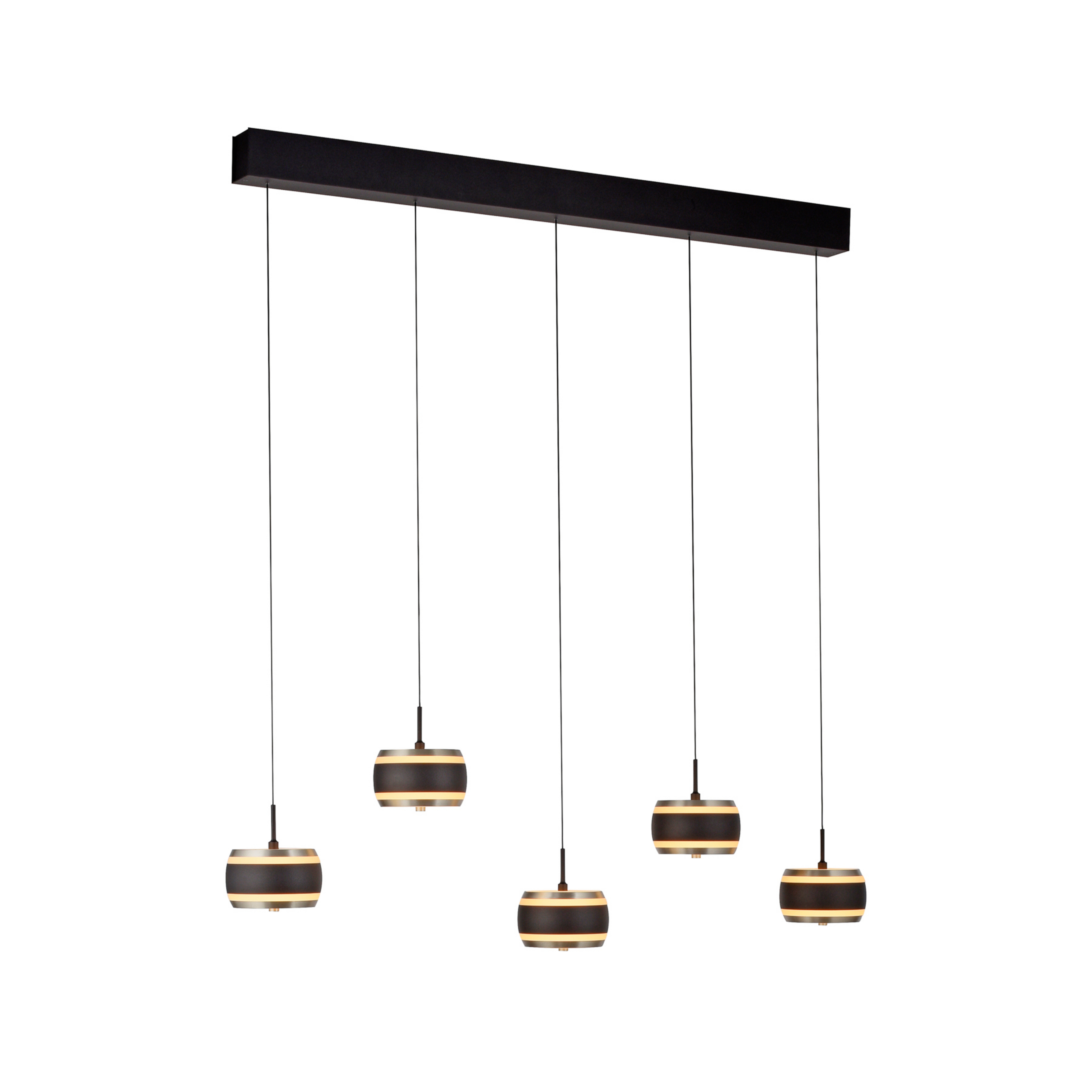Falling Rings LED-Hängelampe schwarz 101 cm 5-fl. - PURE