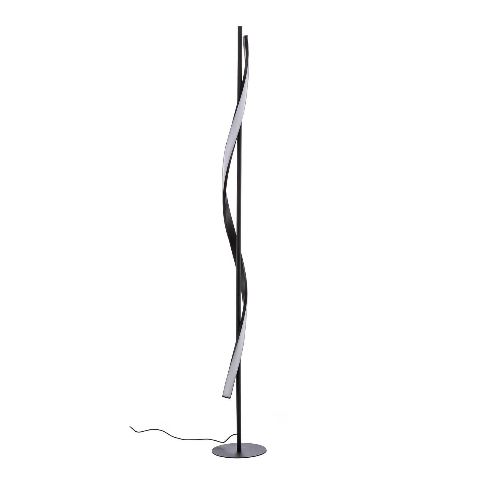 Lindby LED-Stehleuchte Munja, schwarz, Metall, dimmbar