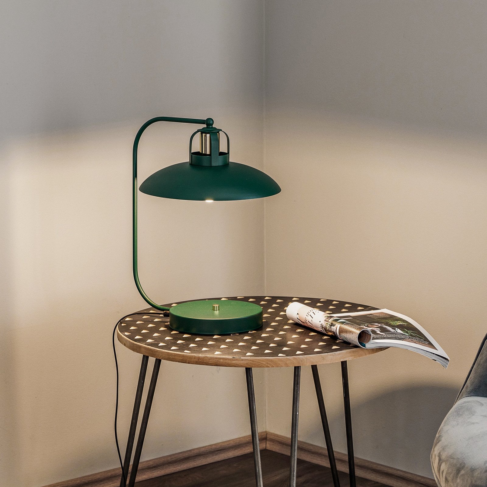 Eko-Light Lampă de masă Felix verde/auriu - Camera de zi / sufragerie - Design industrial - verde auriu - Metal