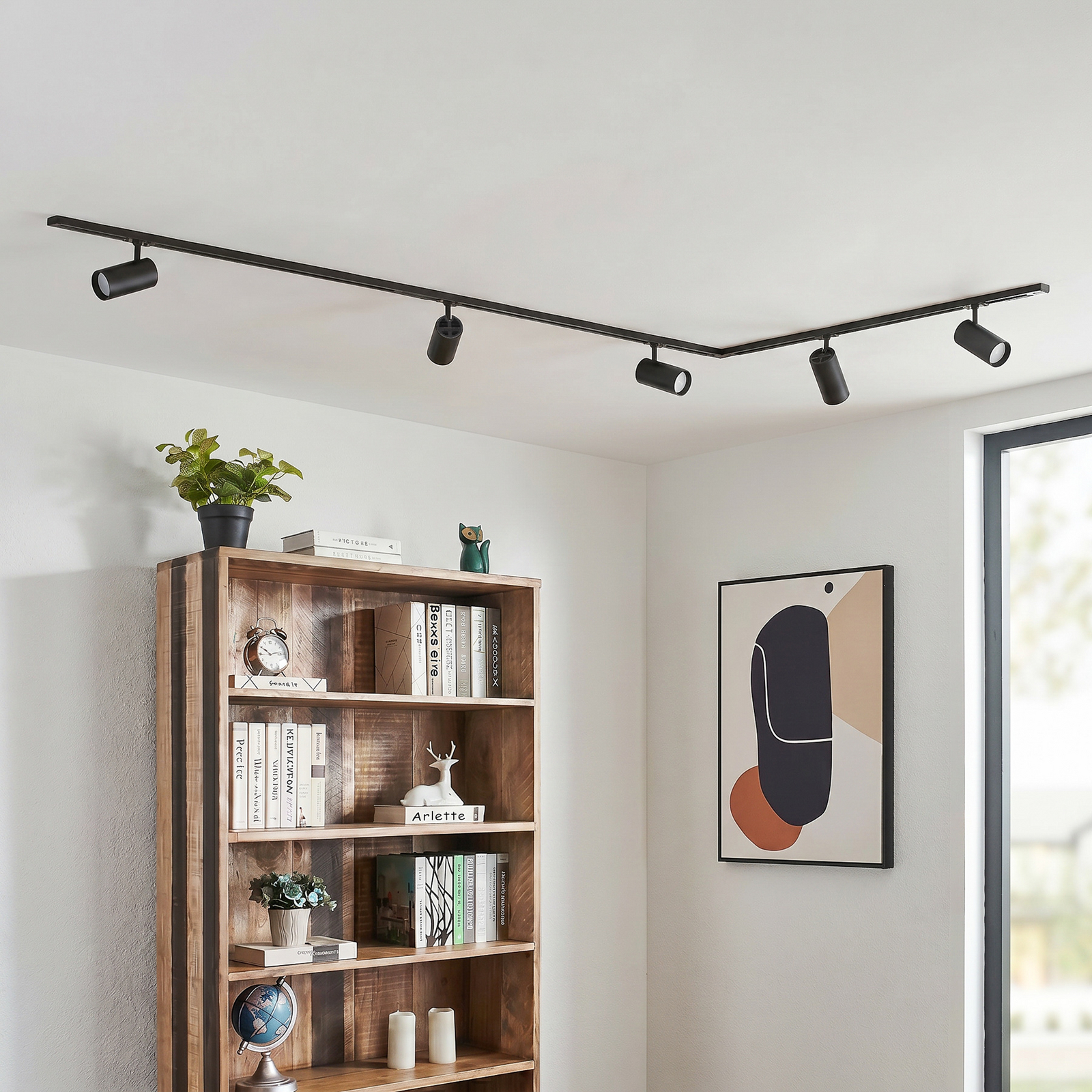 Σύστημα ράγας Lindby Linaro Ø7cm, 5 φτερά, LED, μαύρο, CCT Σύστημα ράγας Lindby Linaro Ø7cm, 5 φτερά, LED, μαύρο, CCT