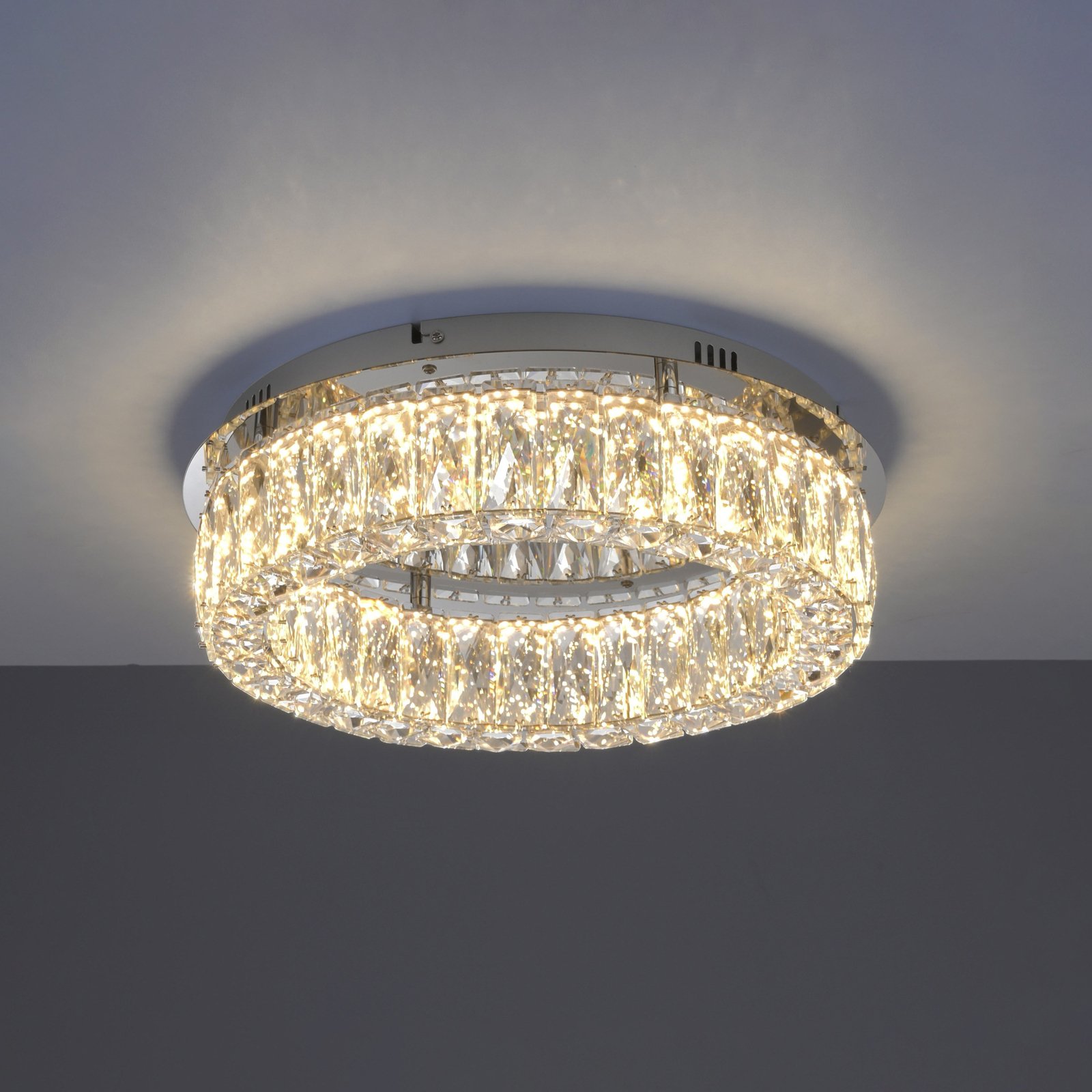 JUST LIGHT. Kulunka LED ceiling light, iron, crystal glass