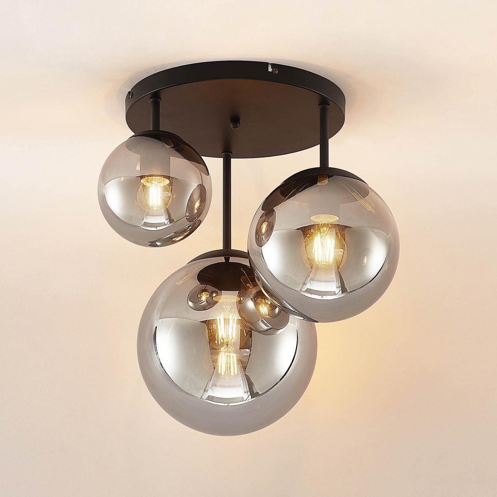 Teeja 3 Round Deckenleuchte Smoke - Lindby