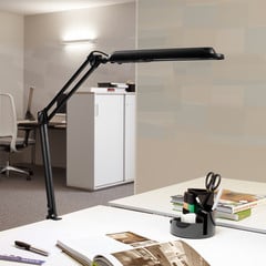Lampada da tavolo LED MAULatlantic, nera, altezza 38 cm, base a morsetto