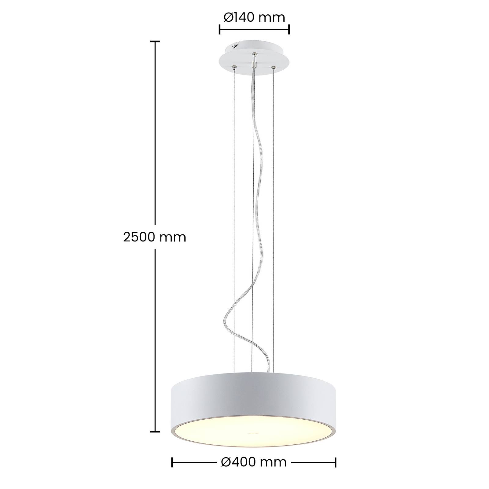 Arcchio Noabelle lampa wisząca LED, biała, 40 cm