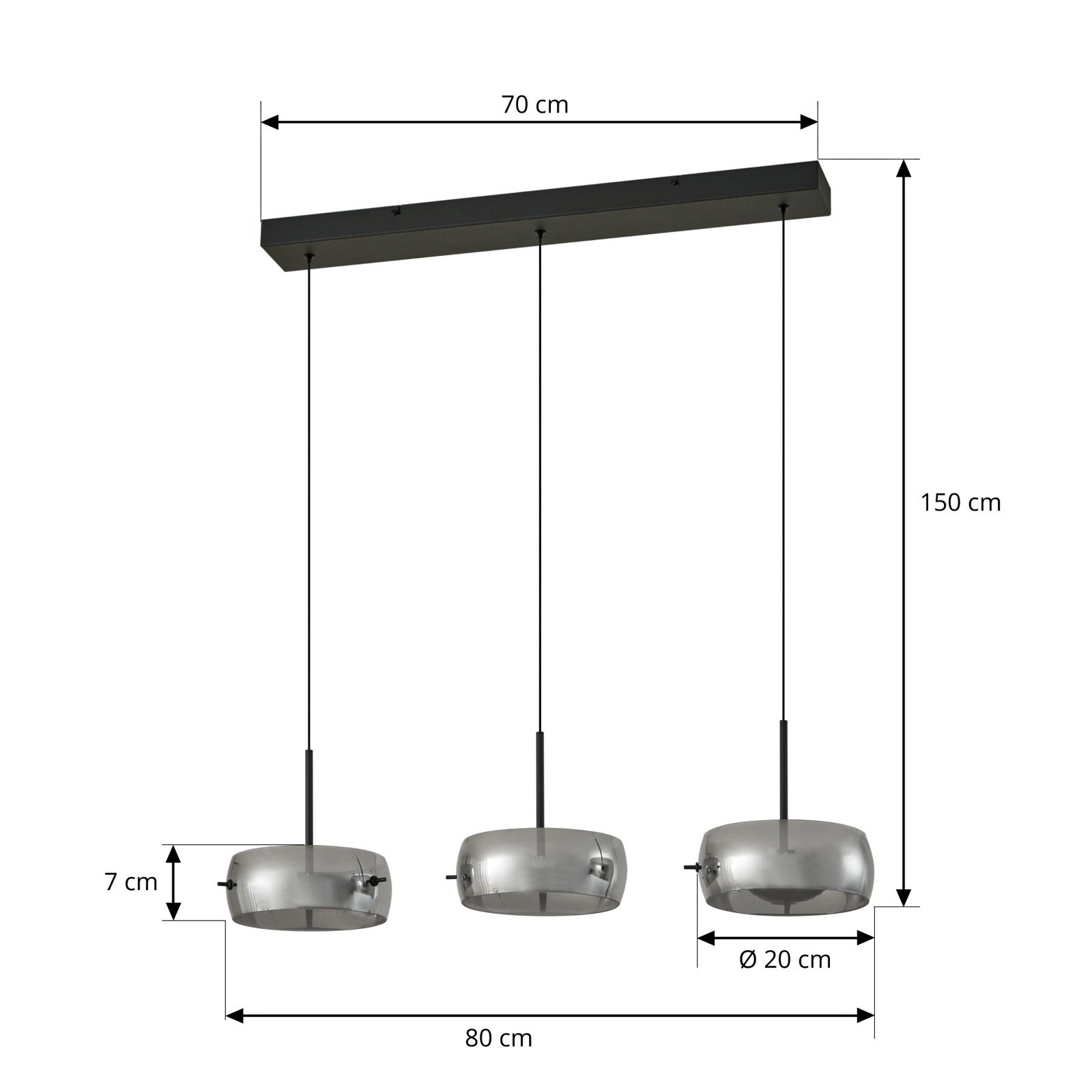 Lucande LED-Hängeleuchte Martis, schwarz, 3-flg., step-dim