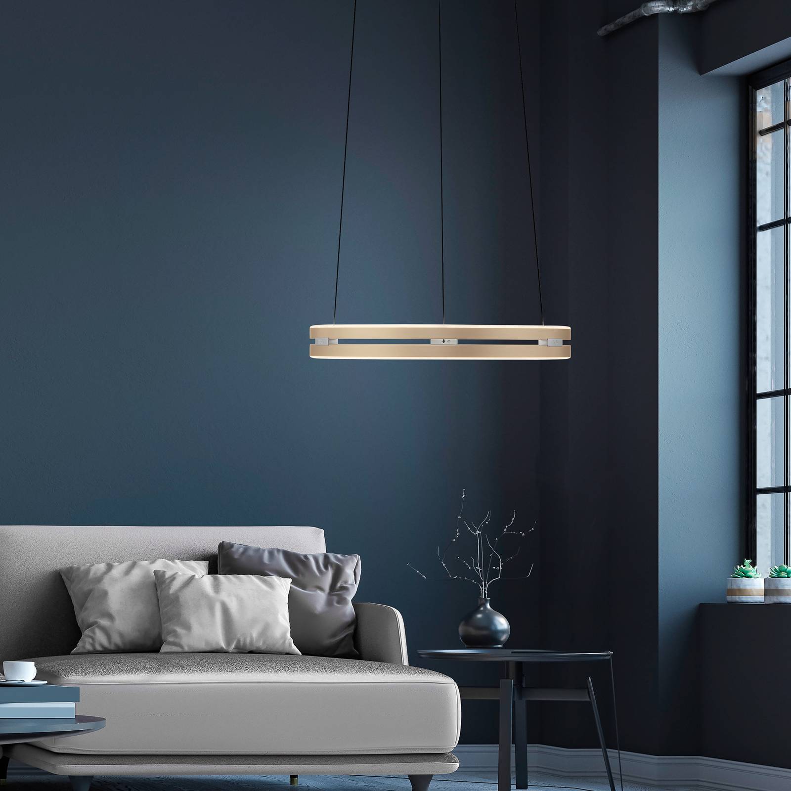 Lampa wisząca PURE LED E-Loop mosiądz Ø 50 cm aluminium CCT