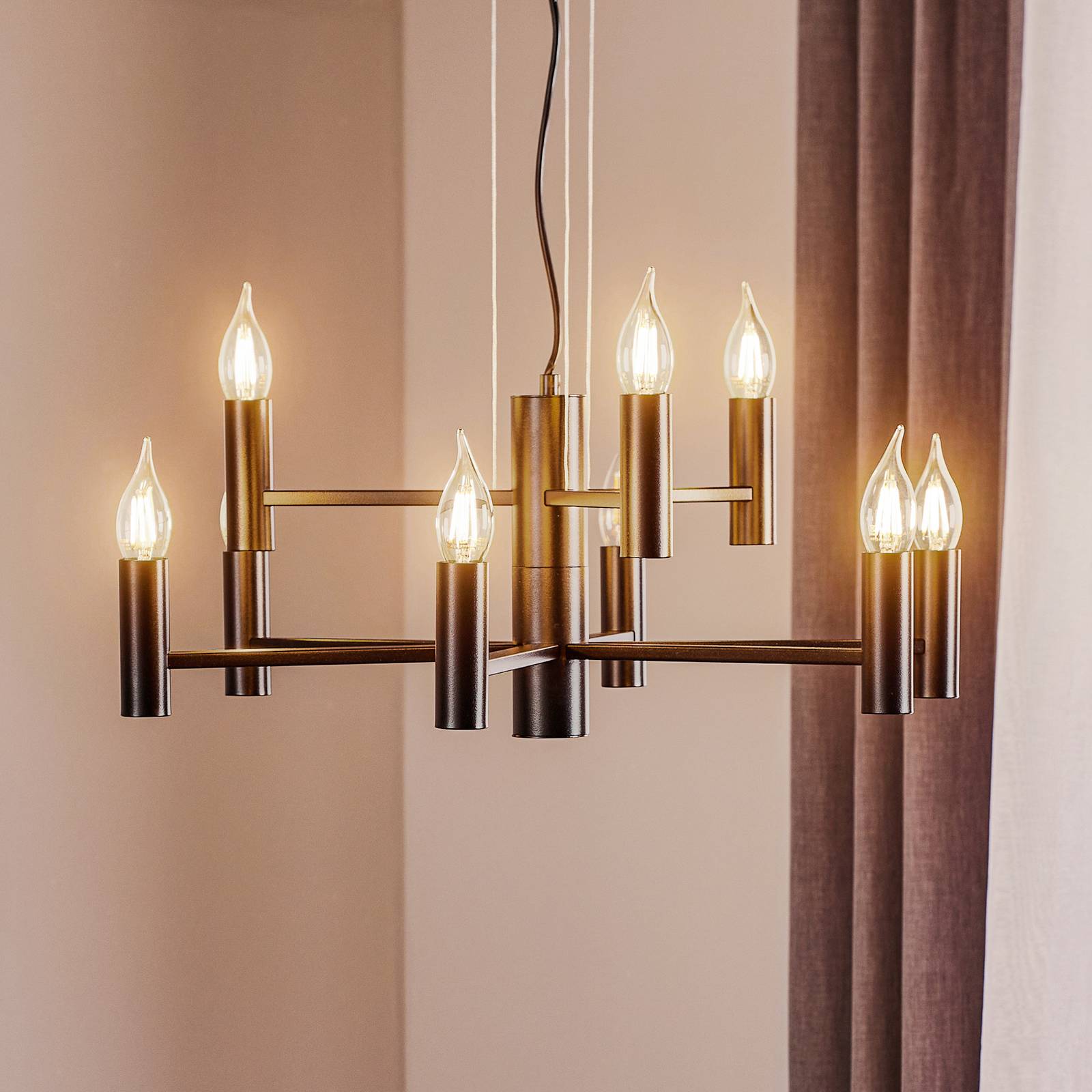 Lampa wisząca Fokus z metalu, czarna, 9-punktowa