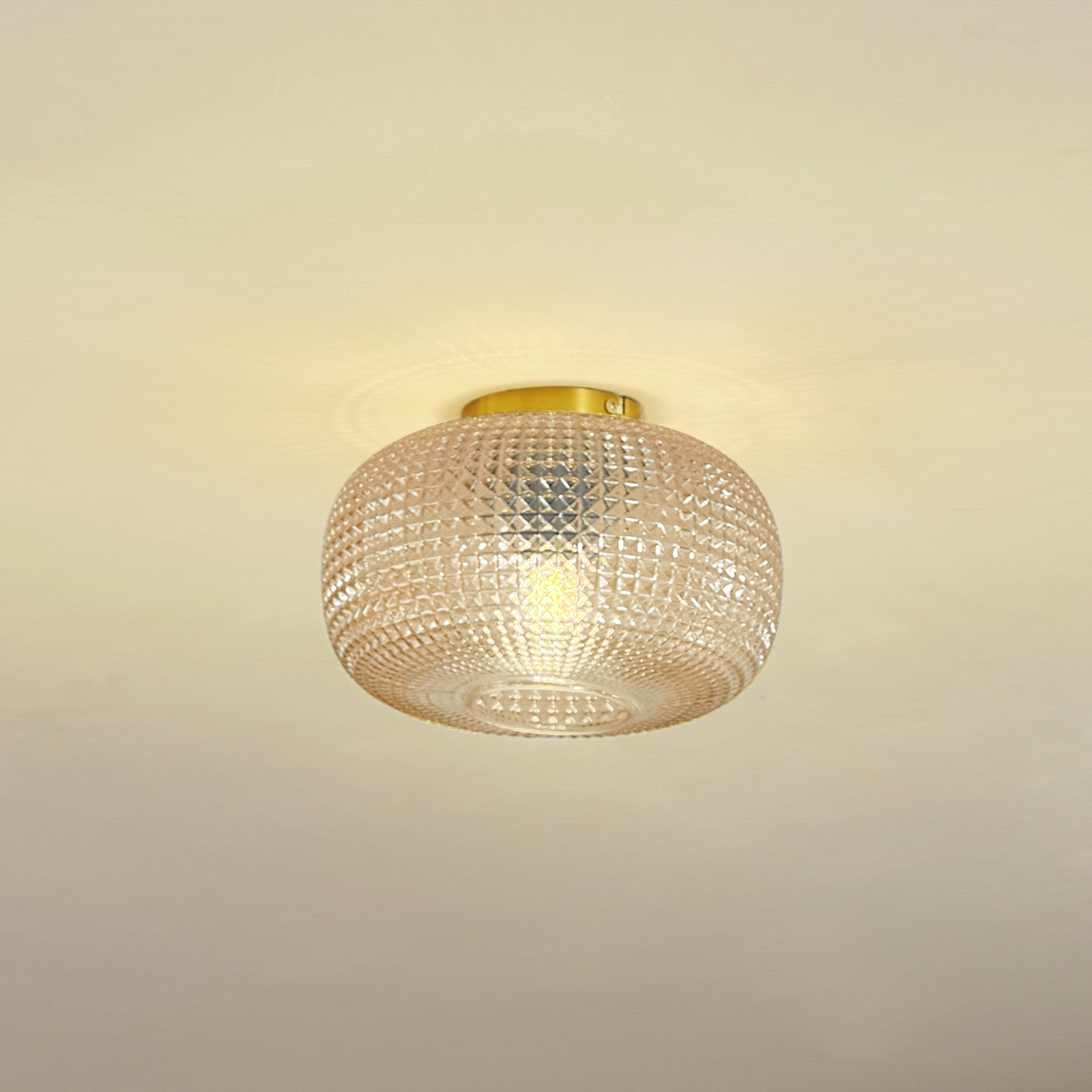 Lindby plafondlamp Hildur, Ø 25 cm, barnsteen, glas