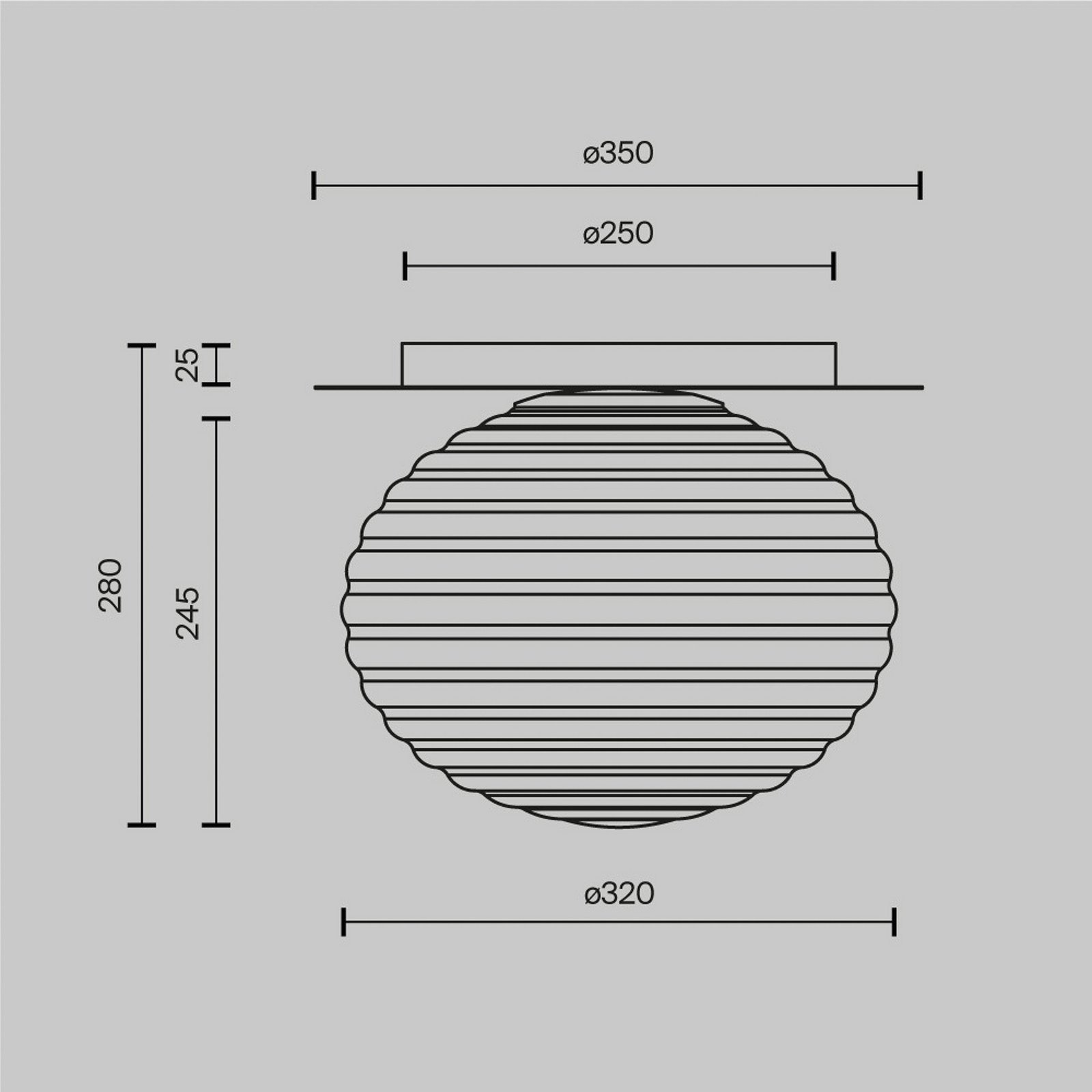 Maytoni plafonieră Reels negru / gri Ø 35 cm sticlă - Baie - gri fum negru