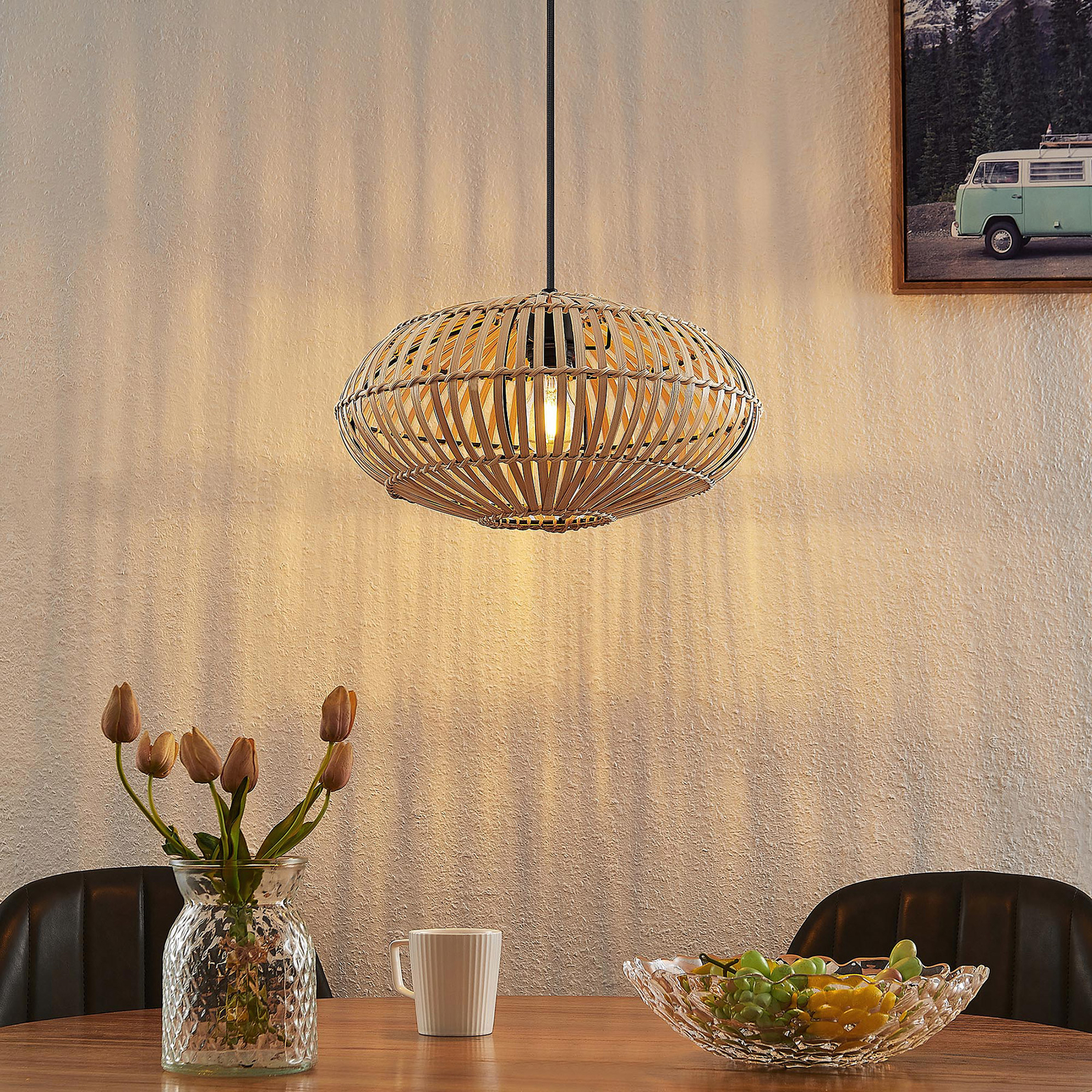 Lindby Majeora hanglamp, bamboe, natuur