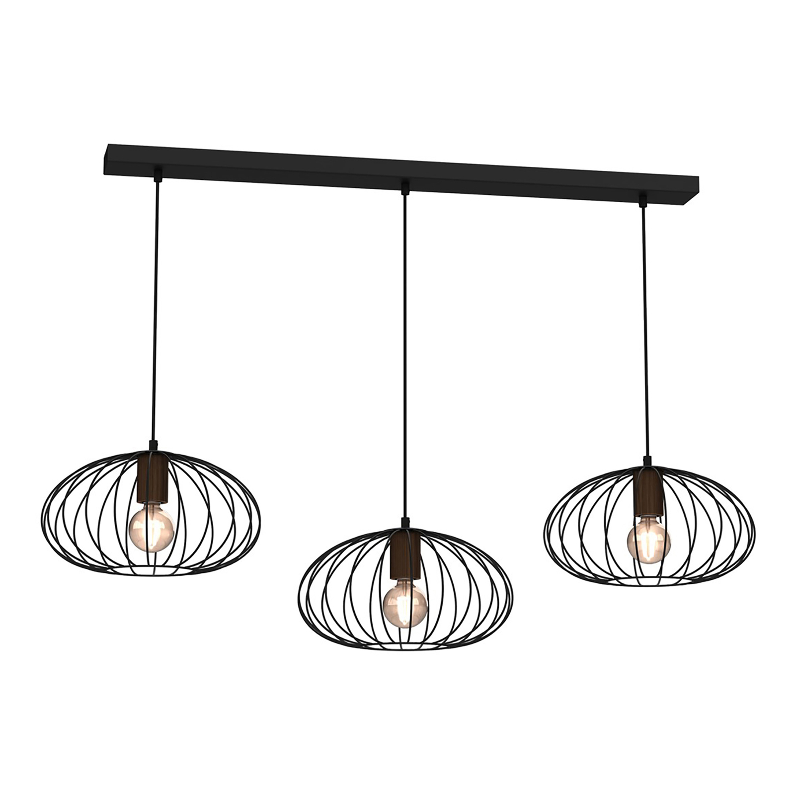 Meridiano linear pendant cage lampshade three-bulb