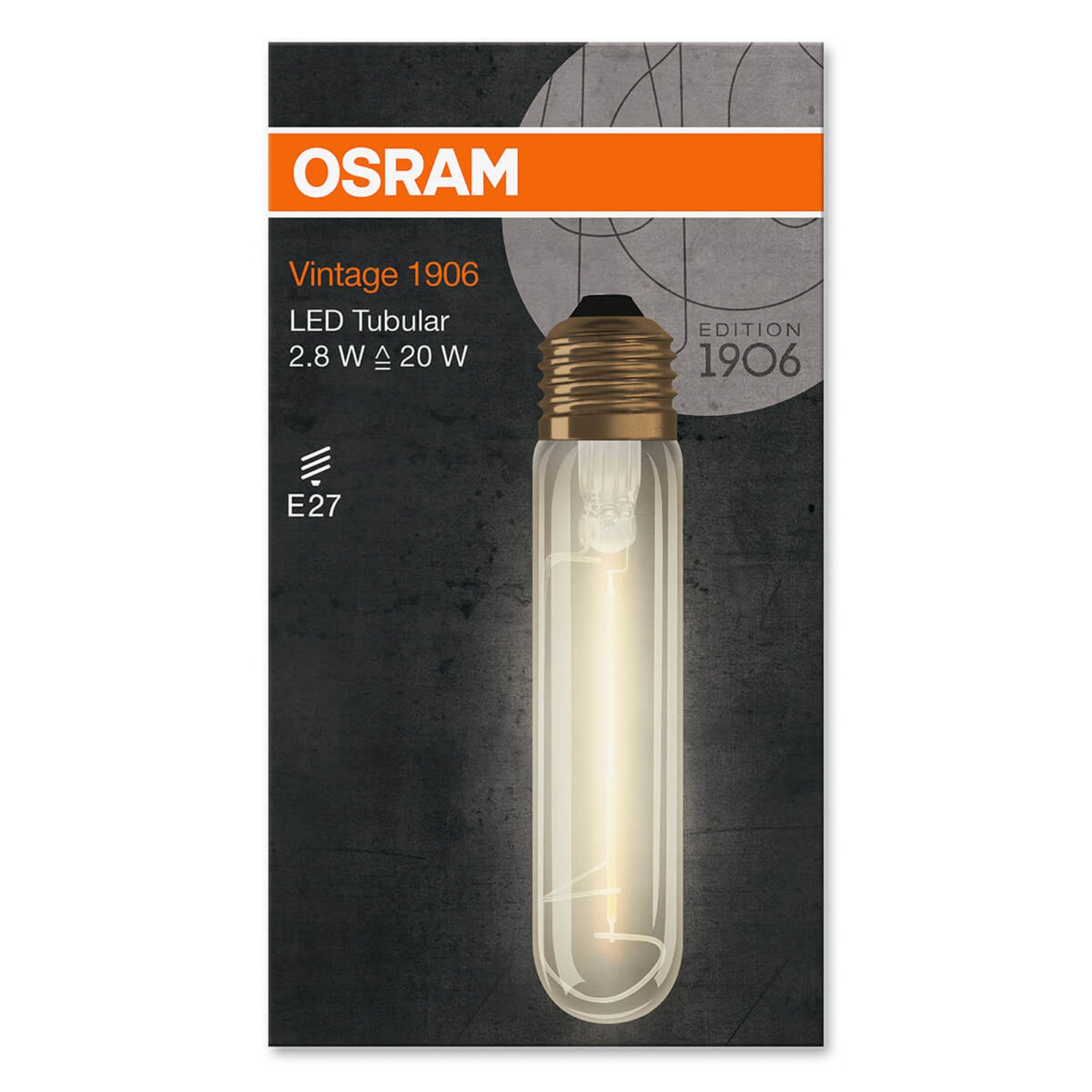 LED-rørlampe Gold E27 2,5 W, varmhvit, 200 lumen