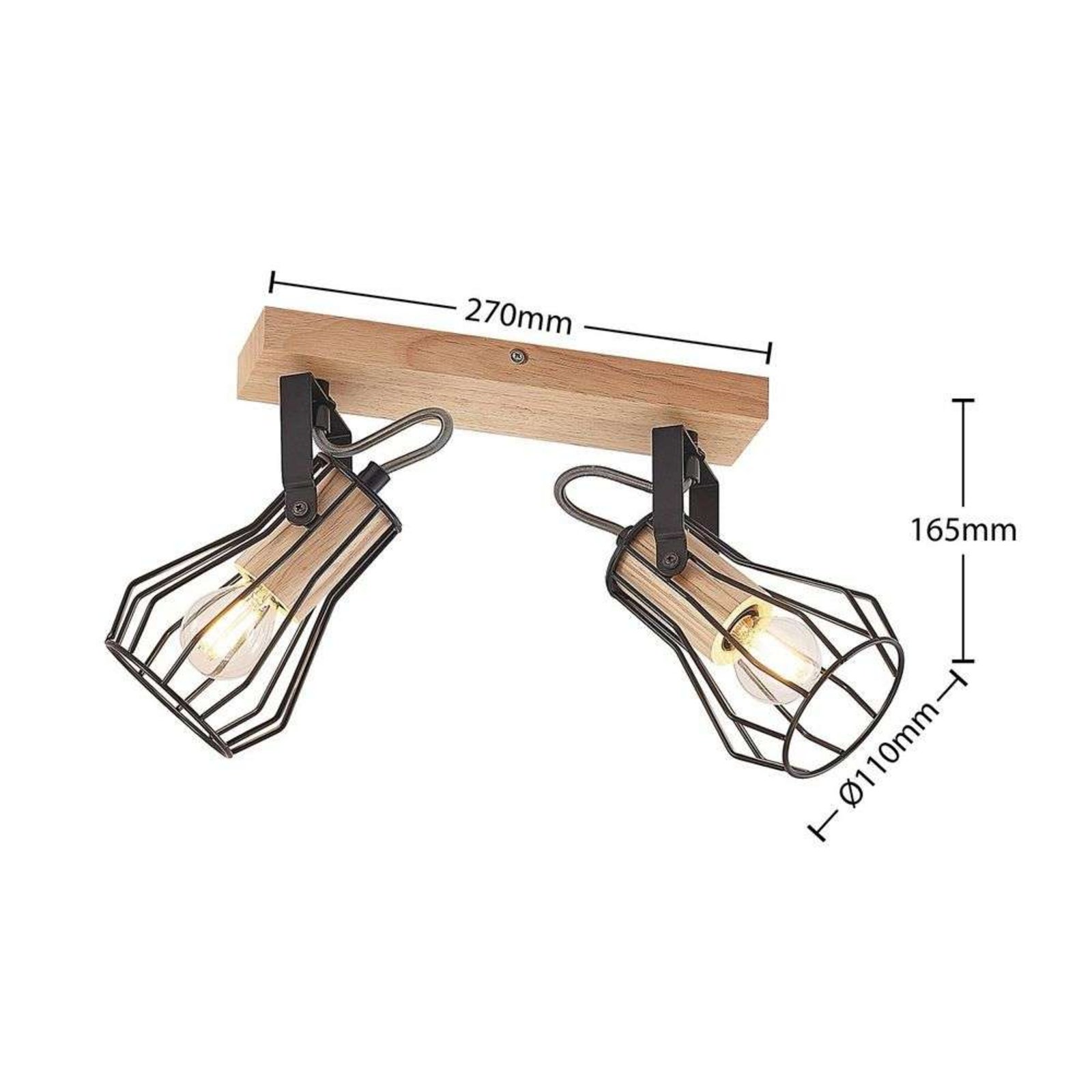 Courtney 2 Stropna lampa Crna/Drvo - Lindby