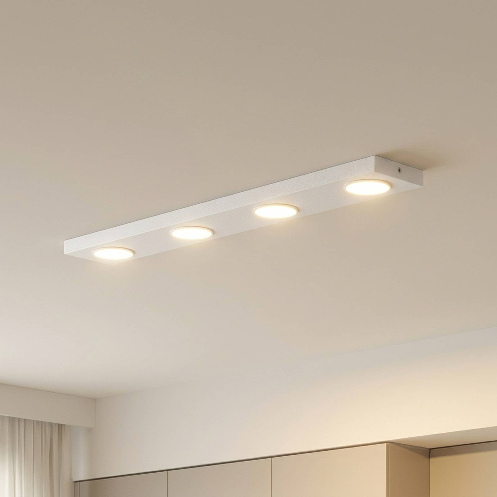 SIGMA Taklampa Hero, vit, 4 lampor, 75 x 12 cm, metall, GX53