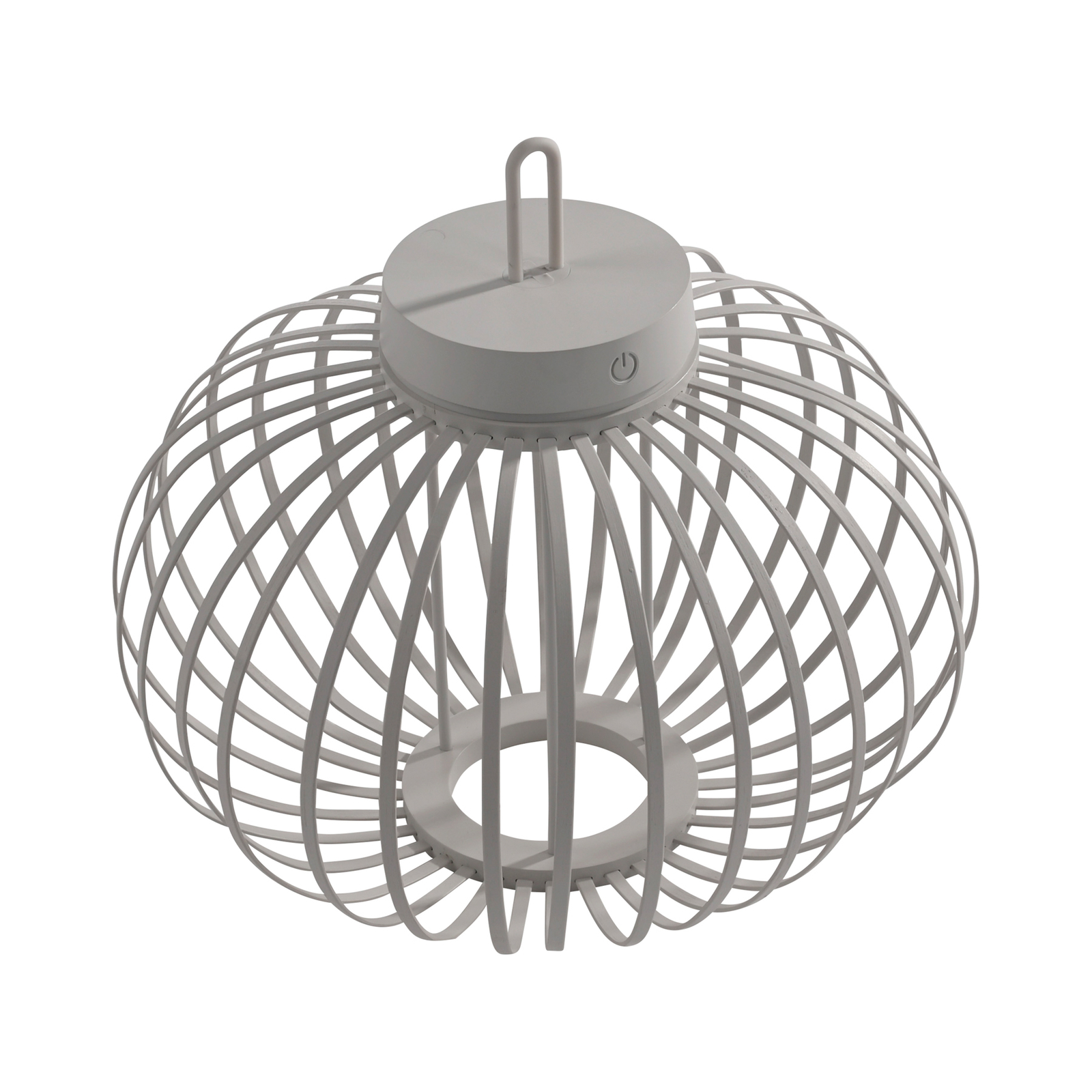 JUST LIGHT. Lámpara de mesa LED recargable Akuba gris-beige 33cm bambú