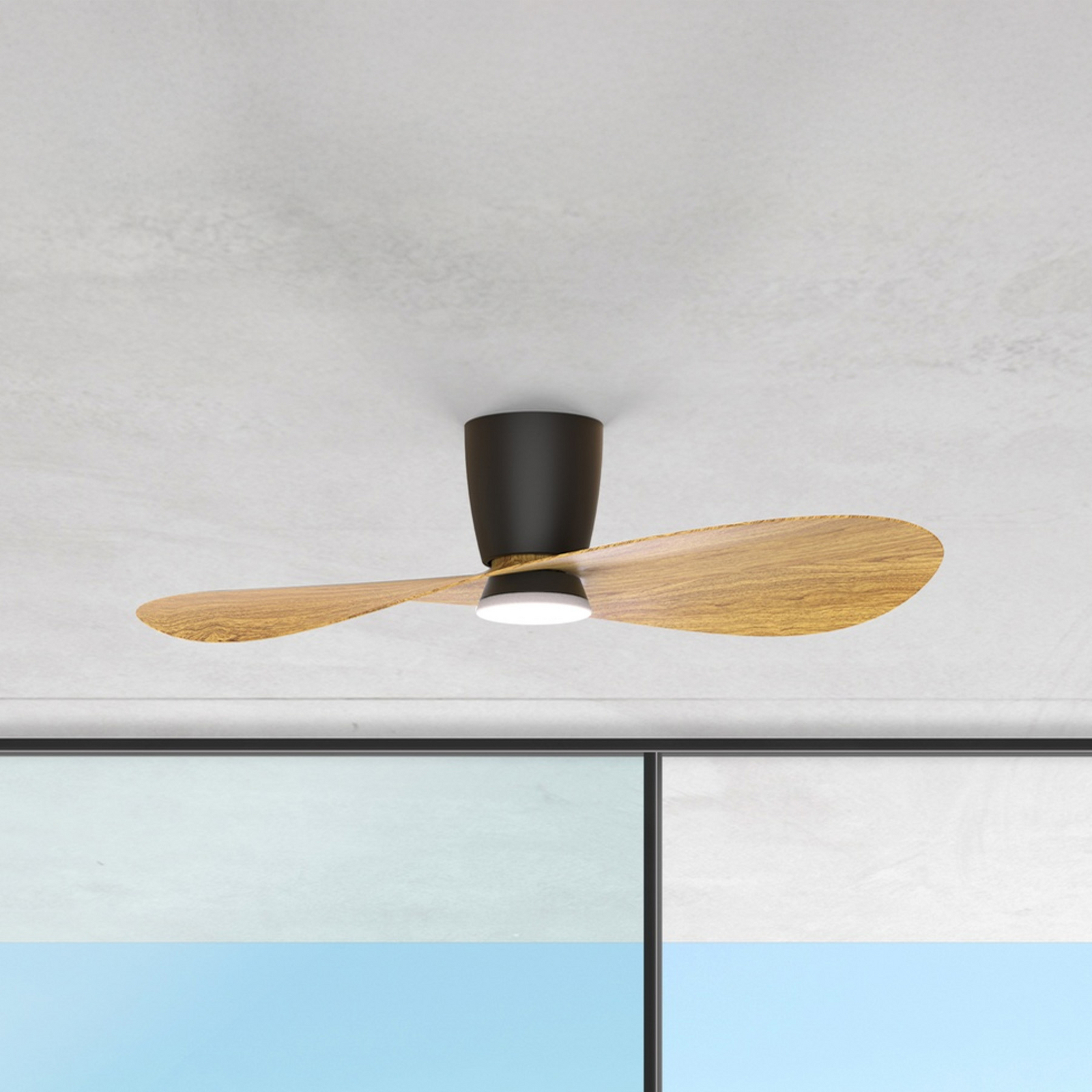LED-Deckenventilator Surfer, schwarz/holz, DC, leise, CCT LED-Deckenventilator Surfer, schwarz/holz, DC, leise, CCT