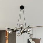 Glassy pendant light, crossed, 8-bulb, grey glass