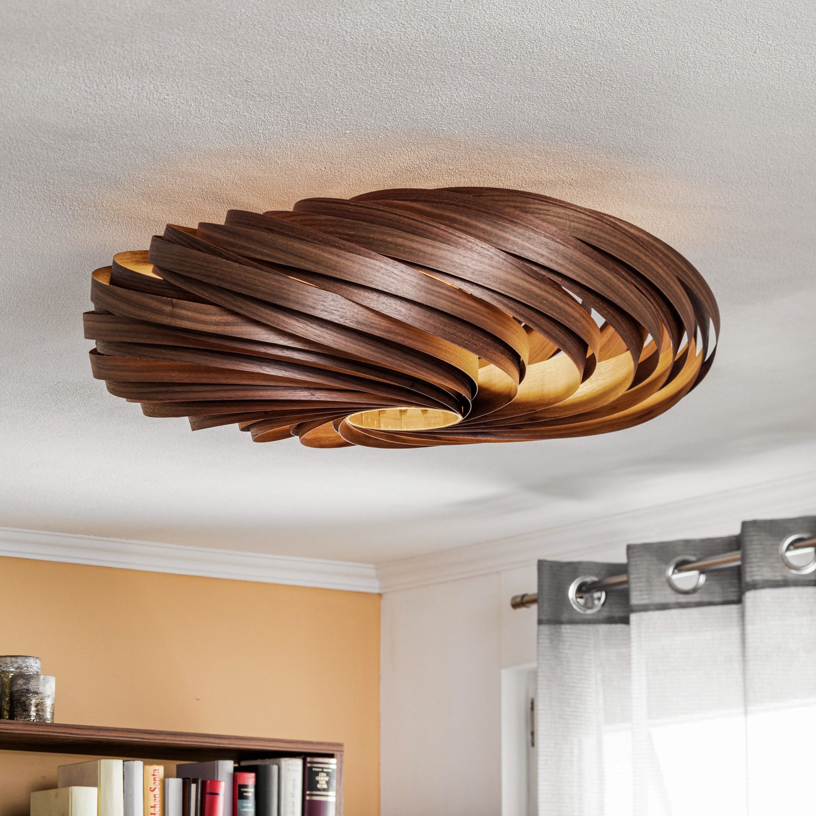 Gofurnit Veneria ceiling light, walnut, Ø 70 cm