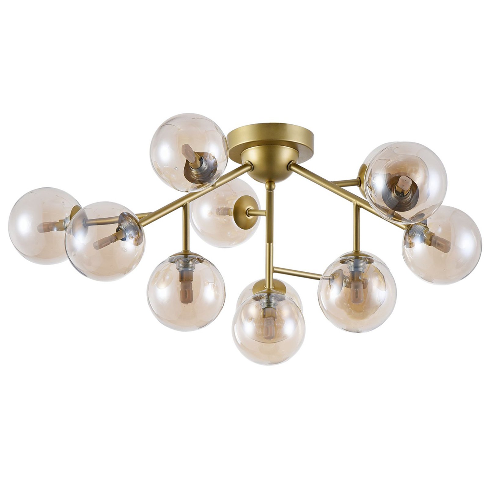 Plafonnier sphère verre Dallas - 12 lampes, doré