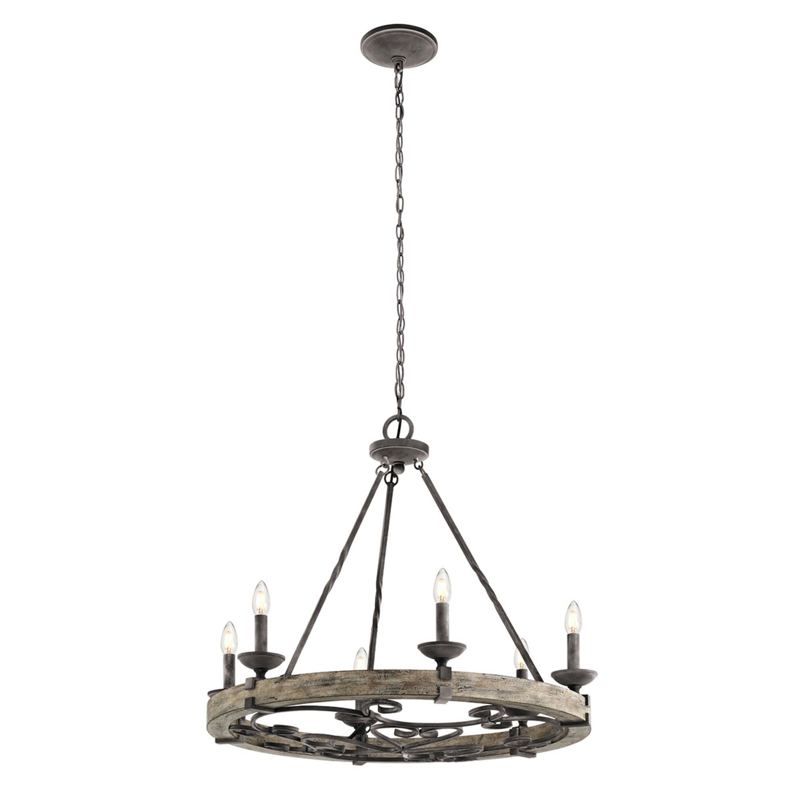 Rustic chandelier Taulbee, six-bulb