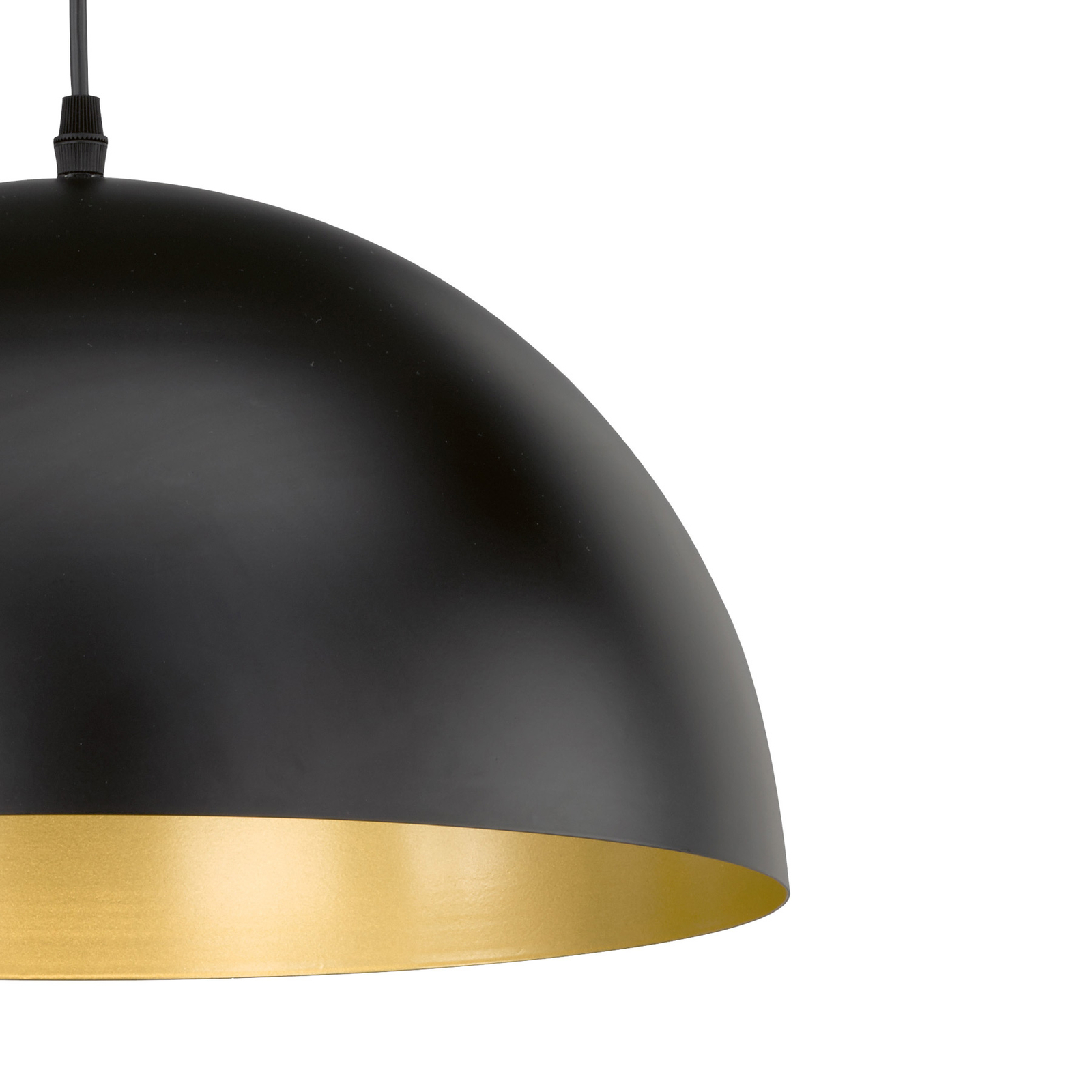 Poncho hanging light, black/gold, half oval