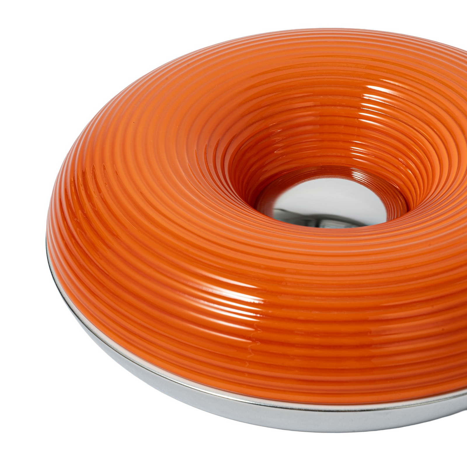 Lindby LED-Tischleuchte Fjora, orange/chrom, Ø 30cm, dimmbar