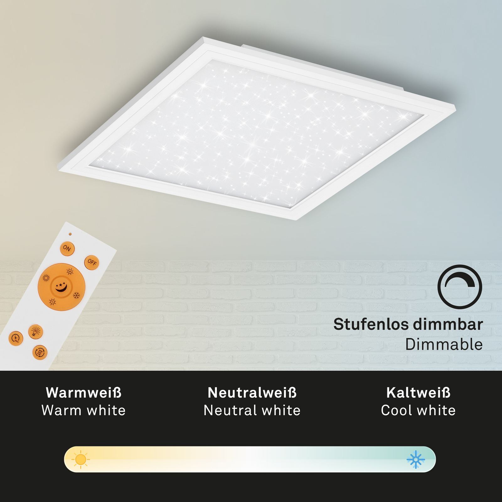 LED-panel Pallas, vit, dimbar, CCT, 29,5x29,5cm