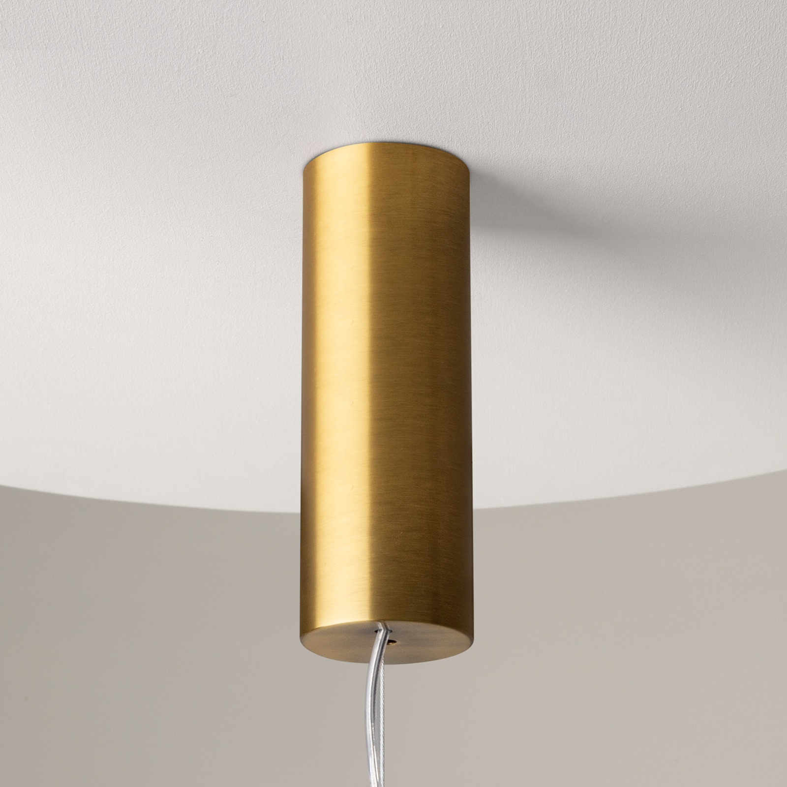 Maytoni Cosmo LED pendant light, brass, length 98 cm, glass