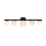 Bathroom ceiling light Puro black 5-bulb glass