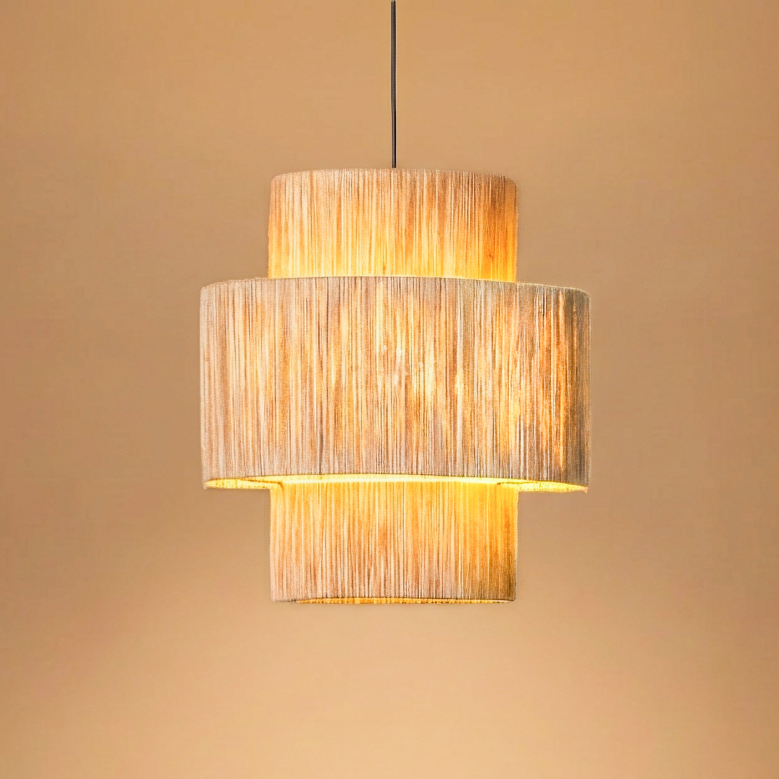 Lámpara colgante Sahra, marrón, cable, Ø 39 cm, doble pantalla