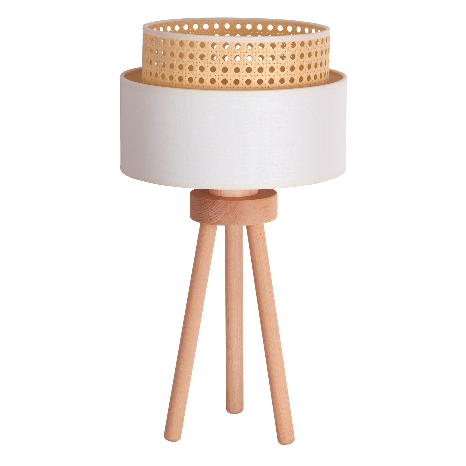 Boho table lamp, cream/rattan height 45 cm