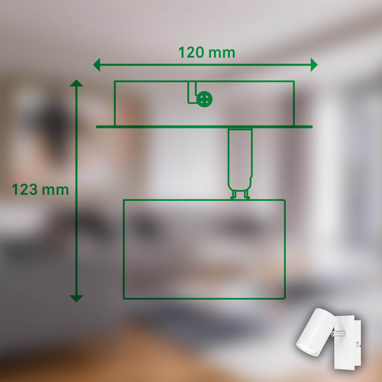 Aplique de pared Isil A, blanco, 1 luz, metal, orientable