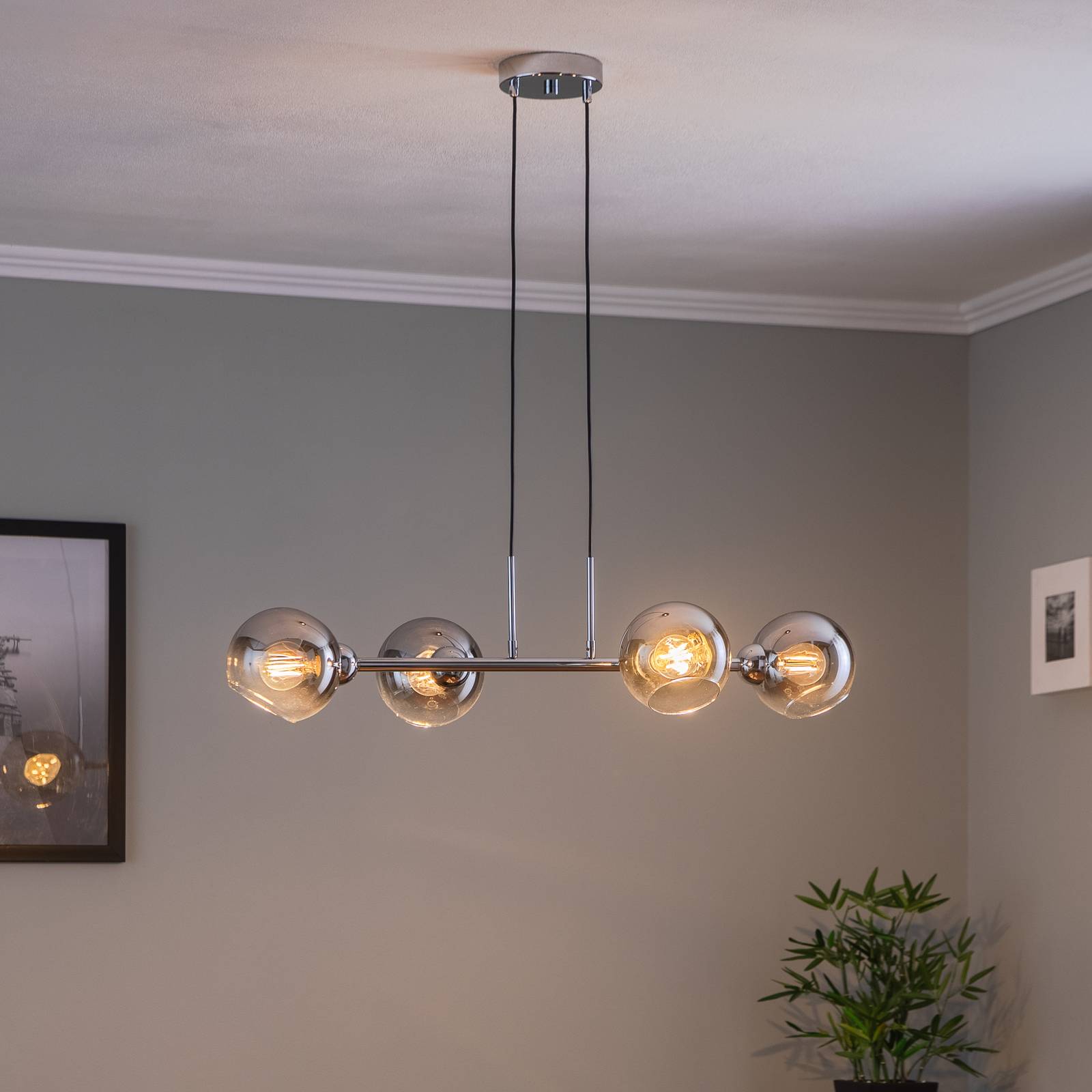 Lucea Suspension Bolet linéaire chromée à 4 lampes