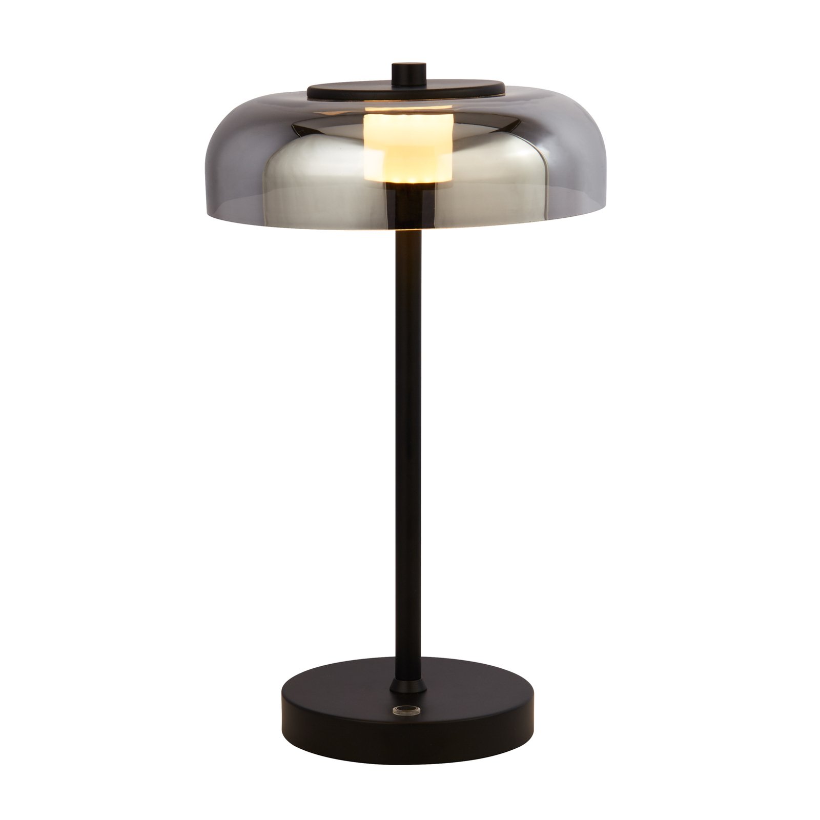 Lampada LED da tavolo Frisbee con paralume vetro