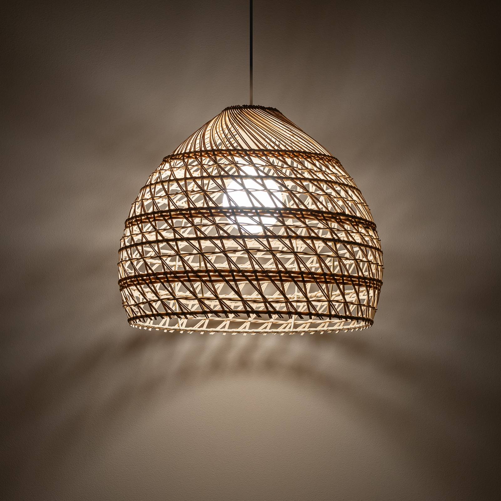 Żyrandol BOHO, Ø 43 cm, naturalny brąz, rattan, E27