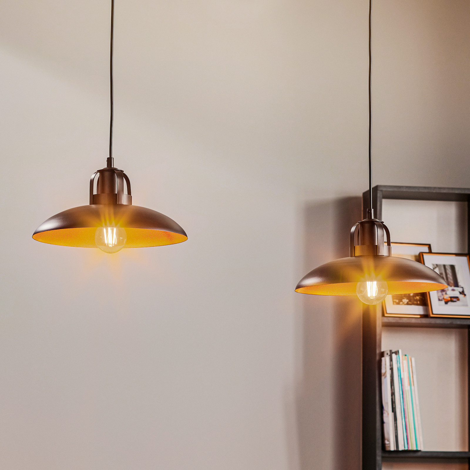 Eko-Light Lampă suspendată Felix negru/auriu antic 2 becuri - Camera de zi / sufragerie - Vintage - negru auriu antic - Metal