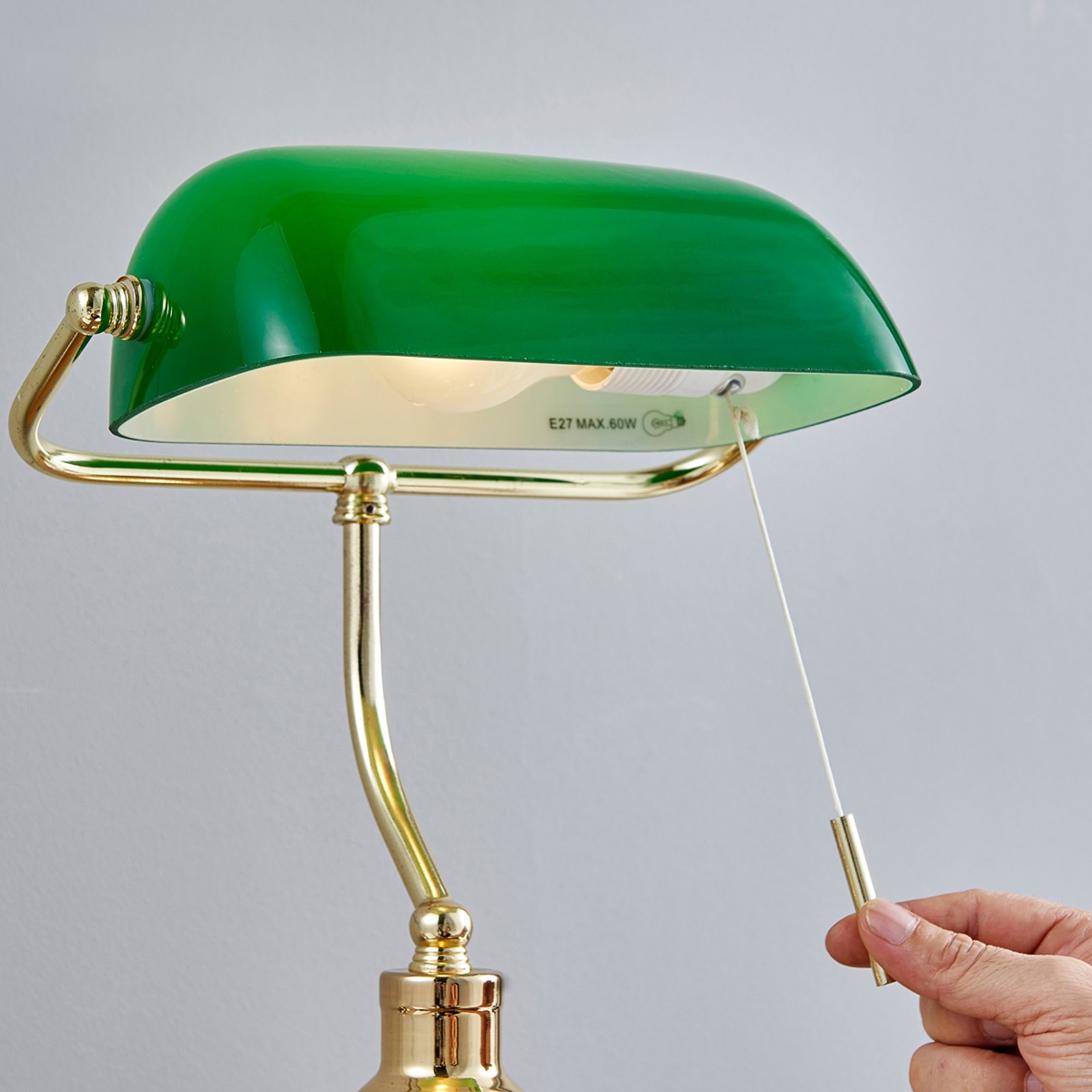 Milenka Lampe de Table Polished Brass/Green - Lindby